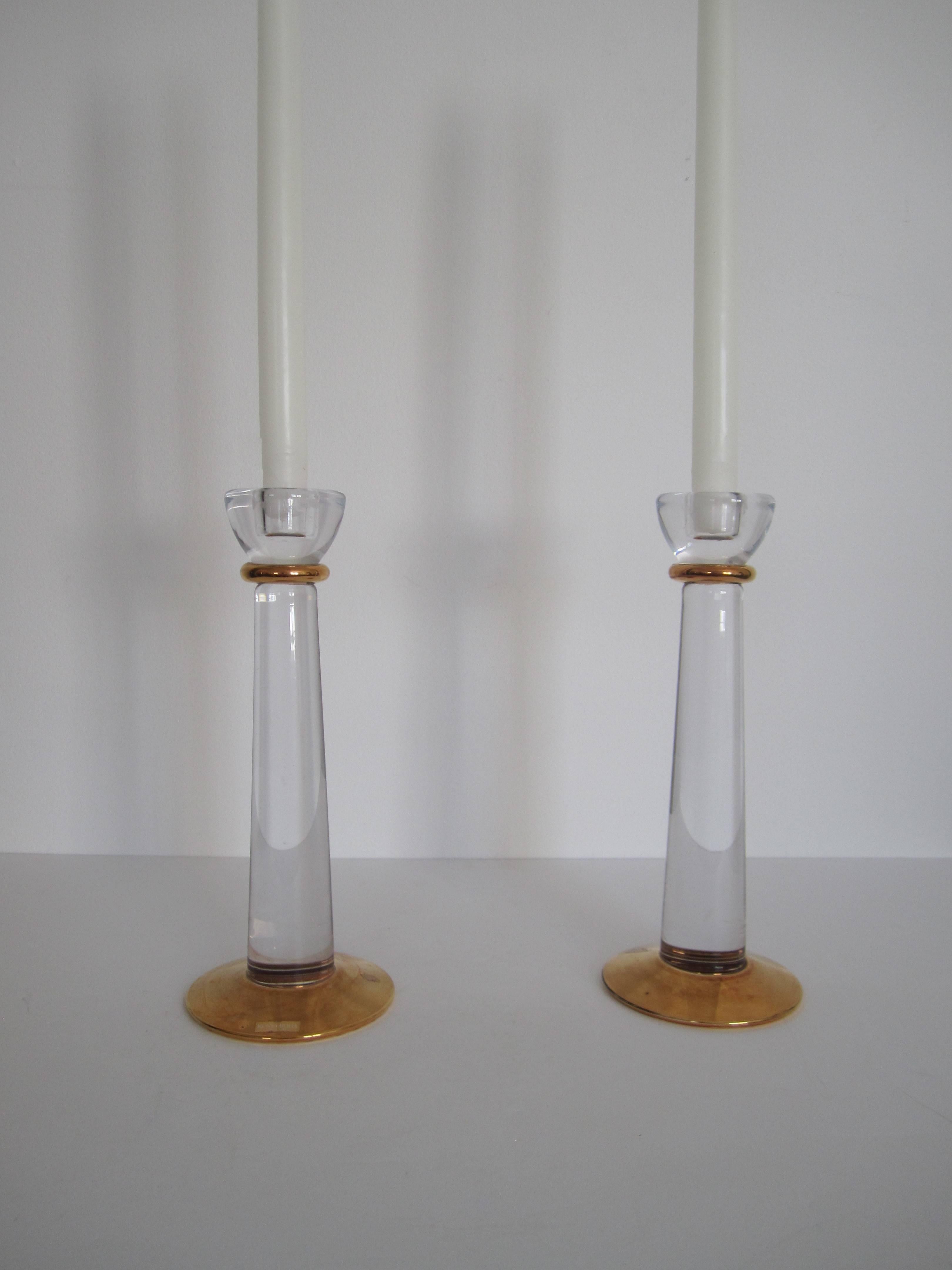 Substantial Scandinavian Crystal Candle Stick Holders, Sweden, 1990s In Excellent Condition In New York, NY