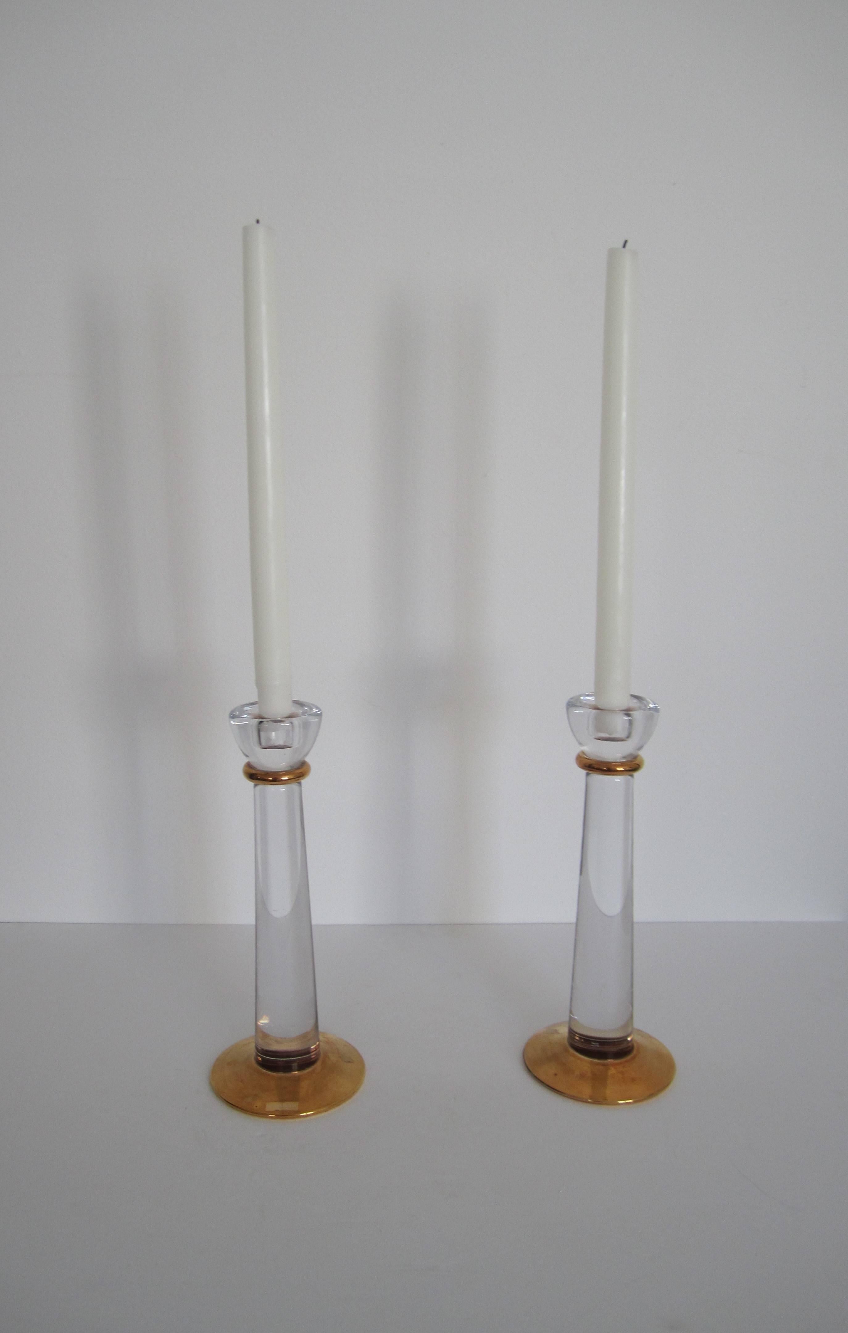 20th Century Substantial Scandinavian Crystal Candle Stick Holders, Sweden, 1990s