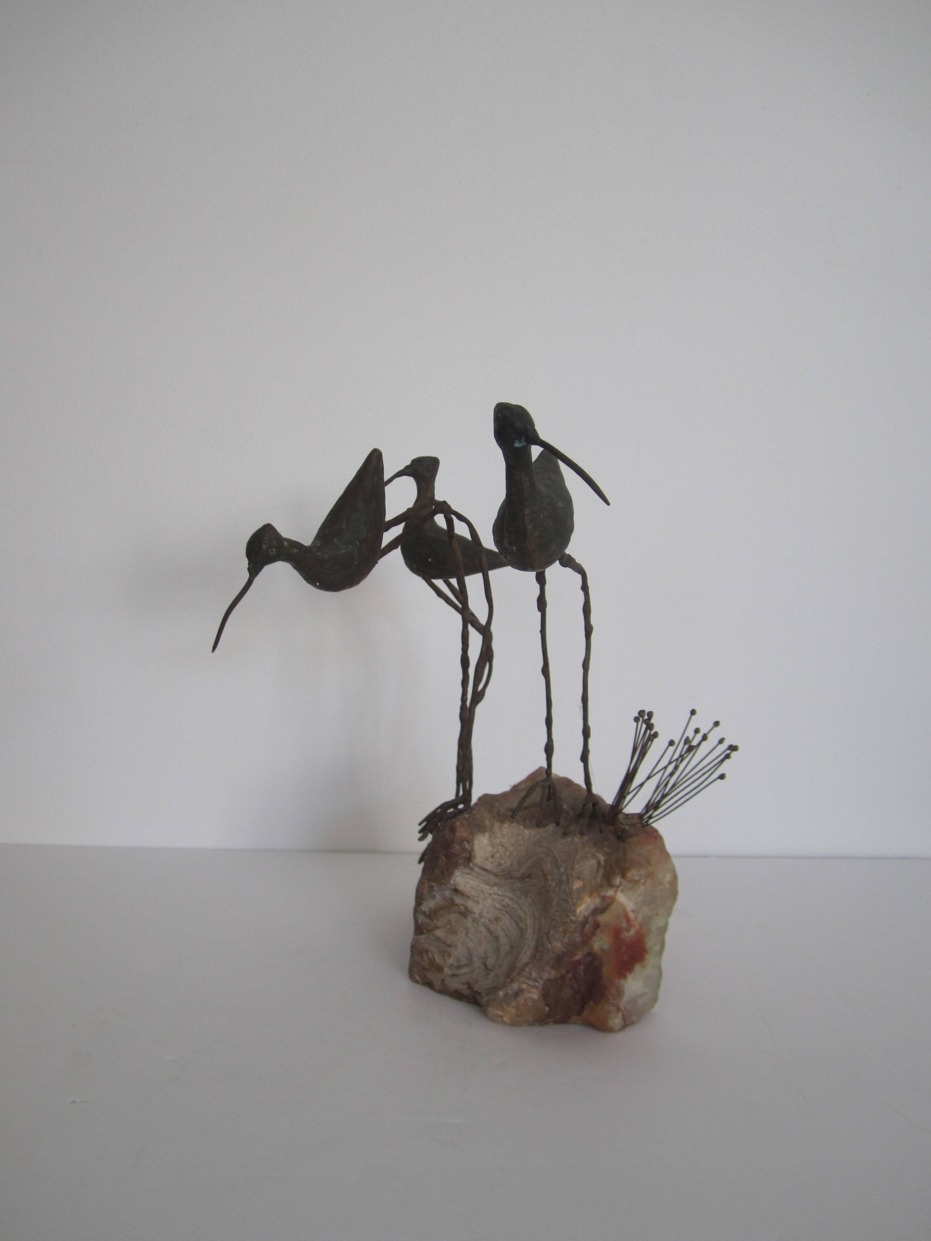 Designers Curtis Jere Onyx Marble and Bronze Birds Beach Sculpture, 1969 2