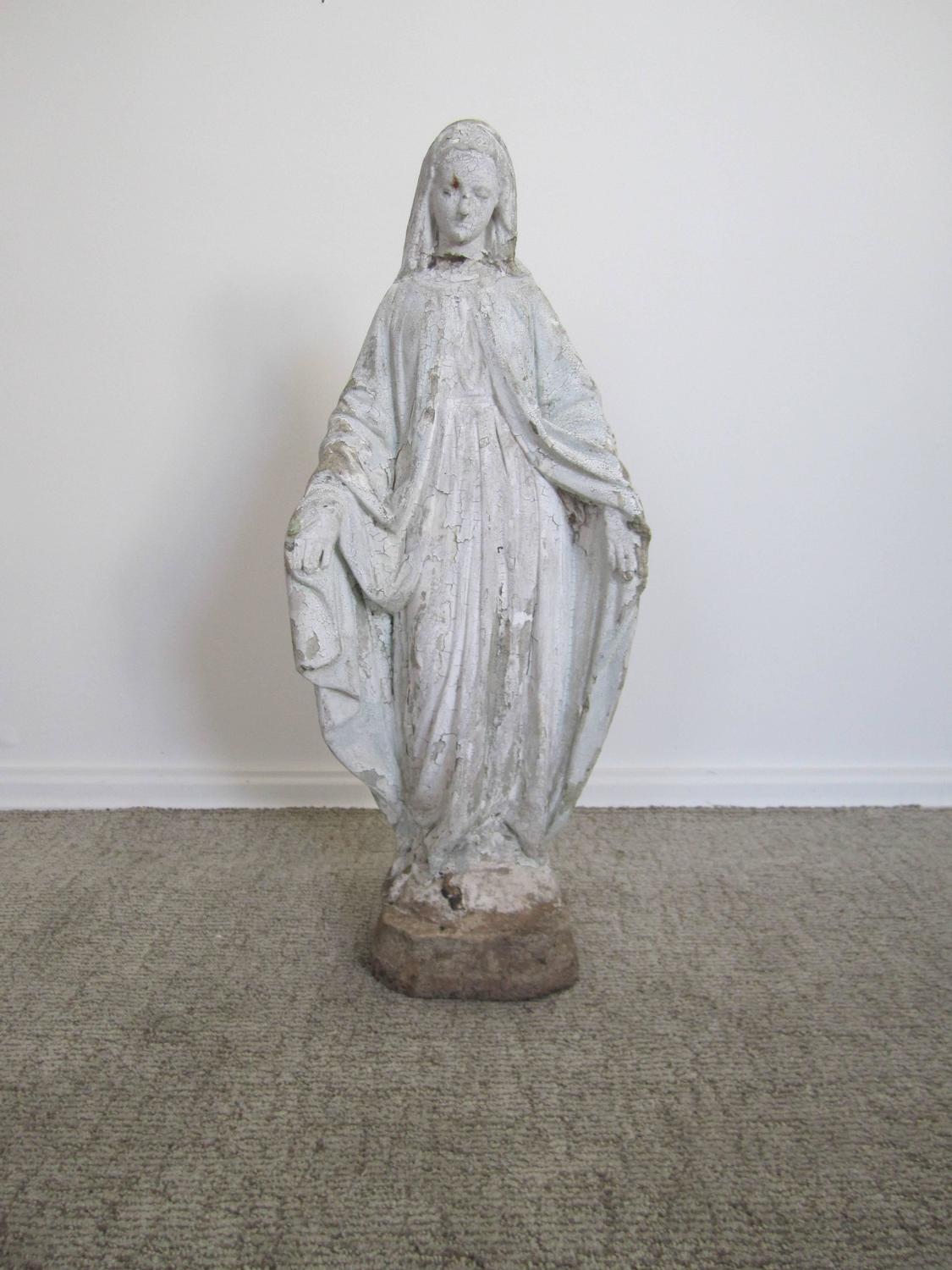 Vintage Virgin Mary Garden Sculpture Statue For Sale at 1stdibs
