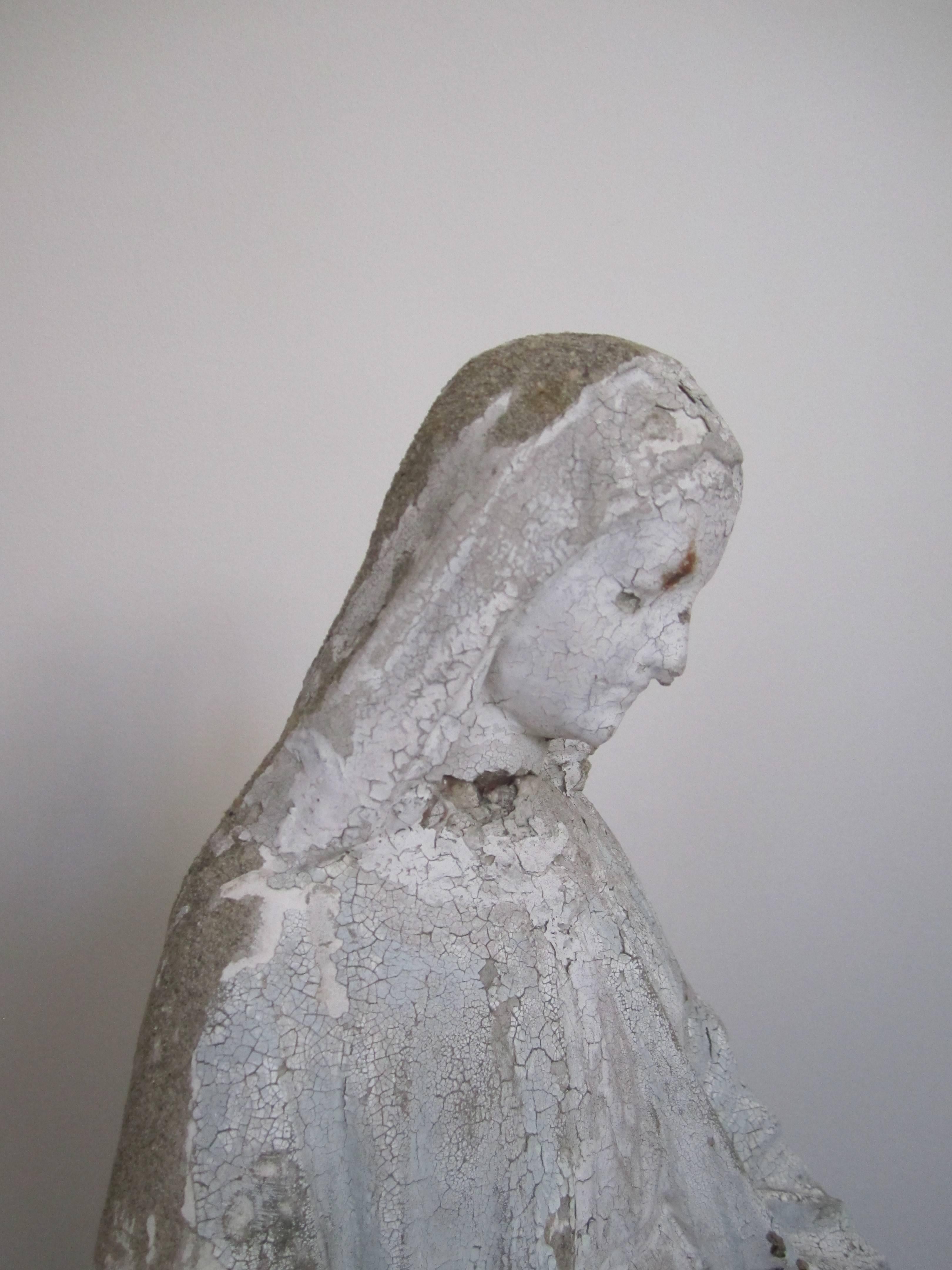 Cement Vintage Virgin Mary Garden Sculpture Statue