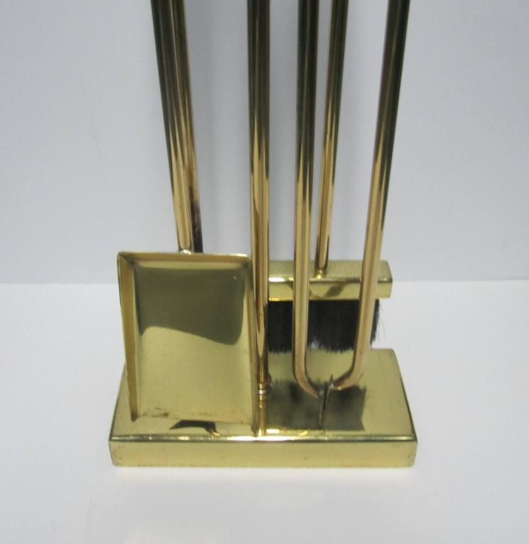 Vintage Modern Brass Fireplace Tool Set For Sale at 1stdibs