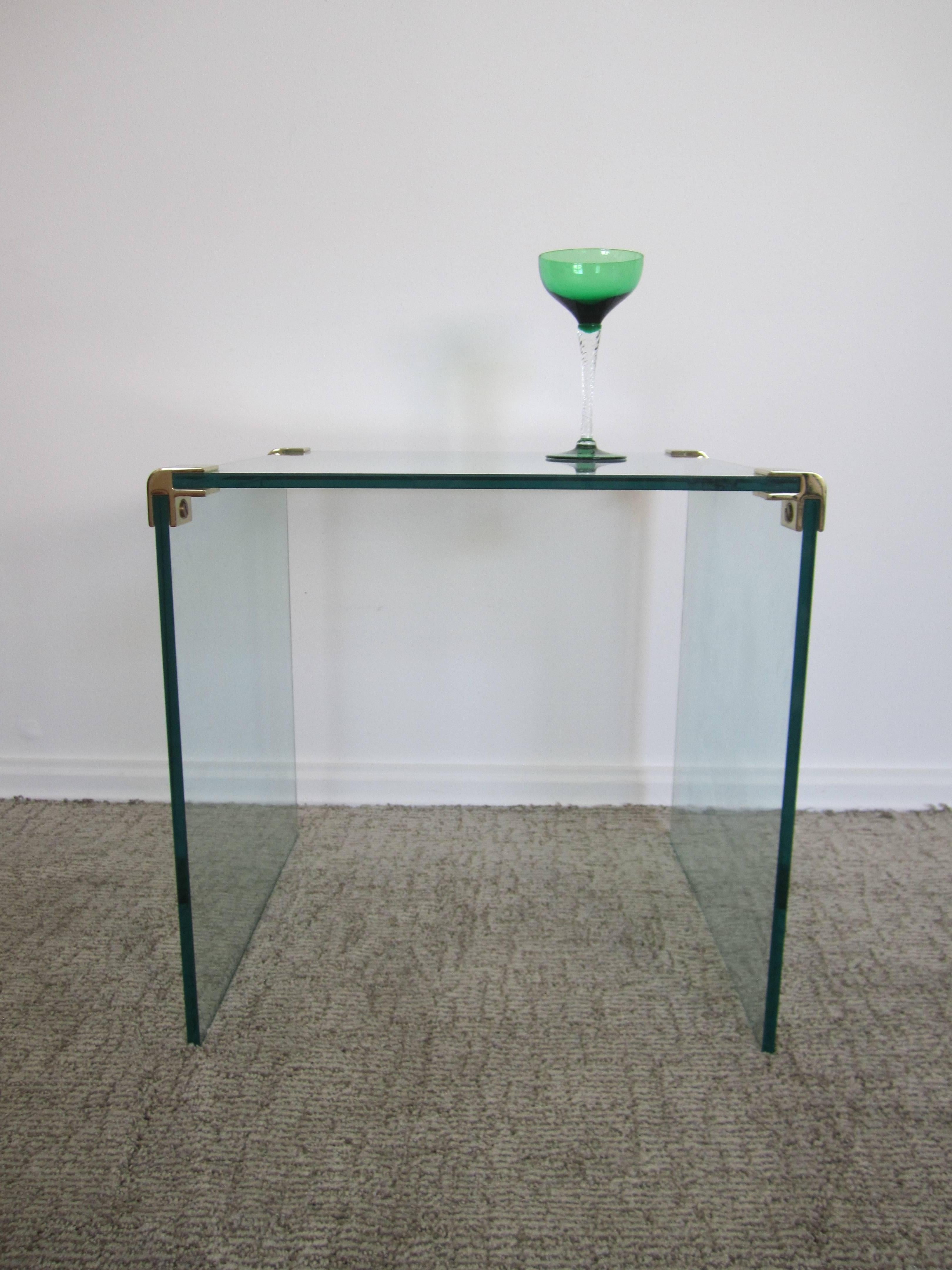 Vintage Modern Brass and Glass End or Side Table After Leon Rosen for Pace 1