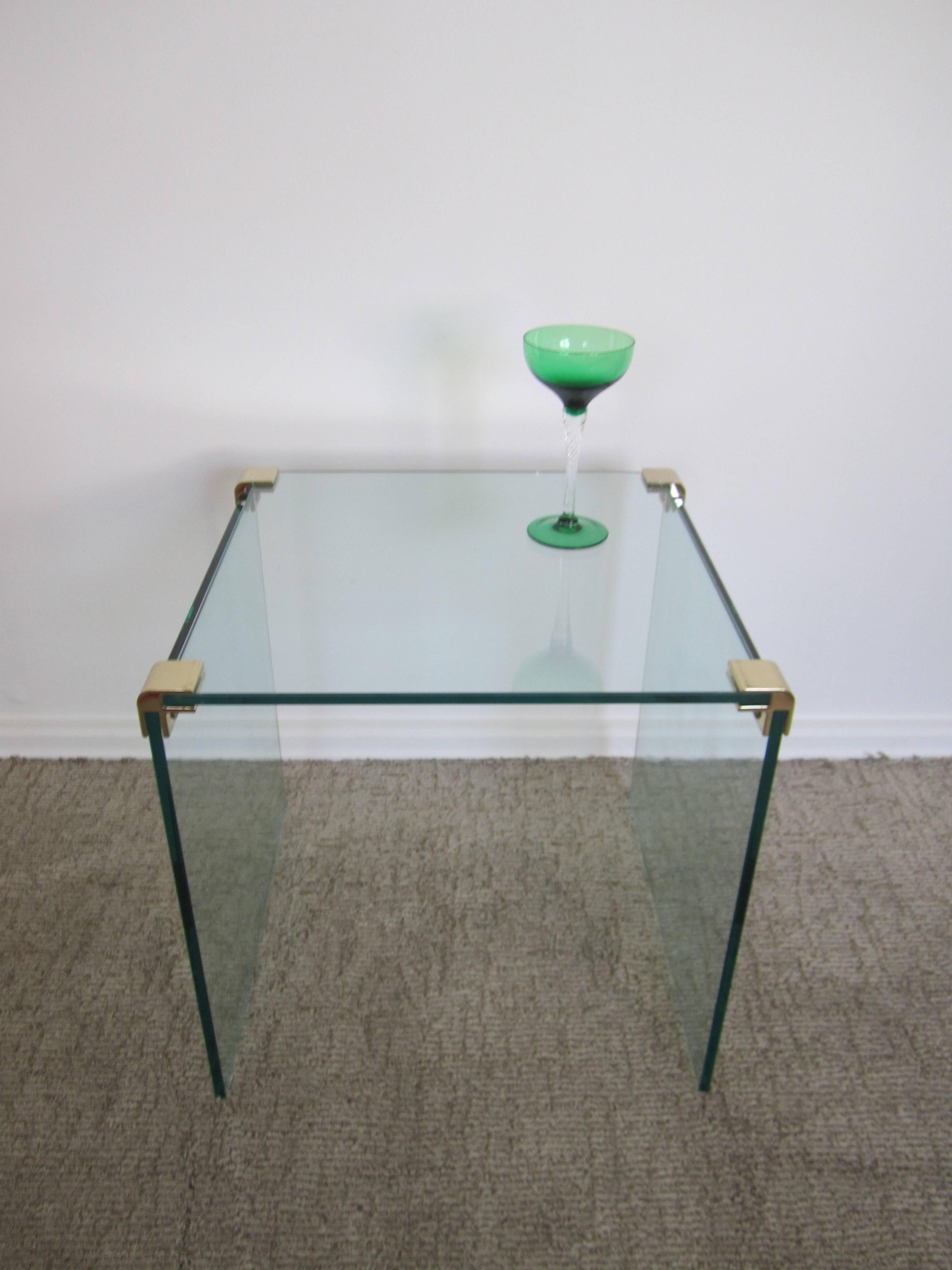 Vintage Modern Brass and Glass End or Side Table After Leon Rosen for Pace 2