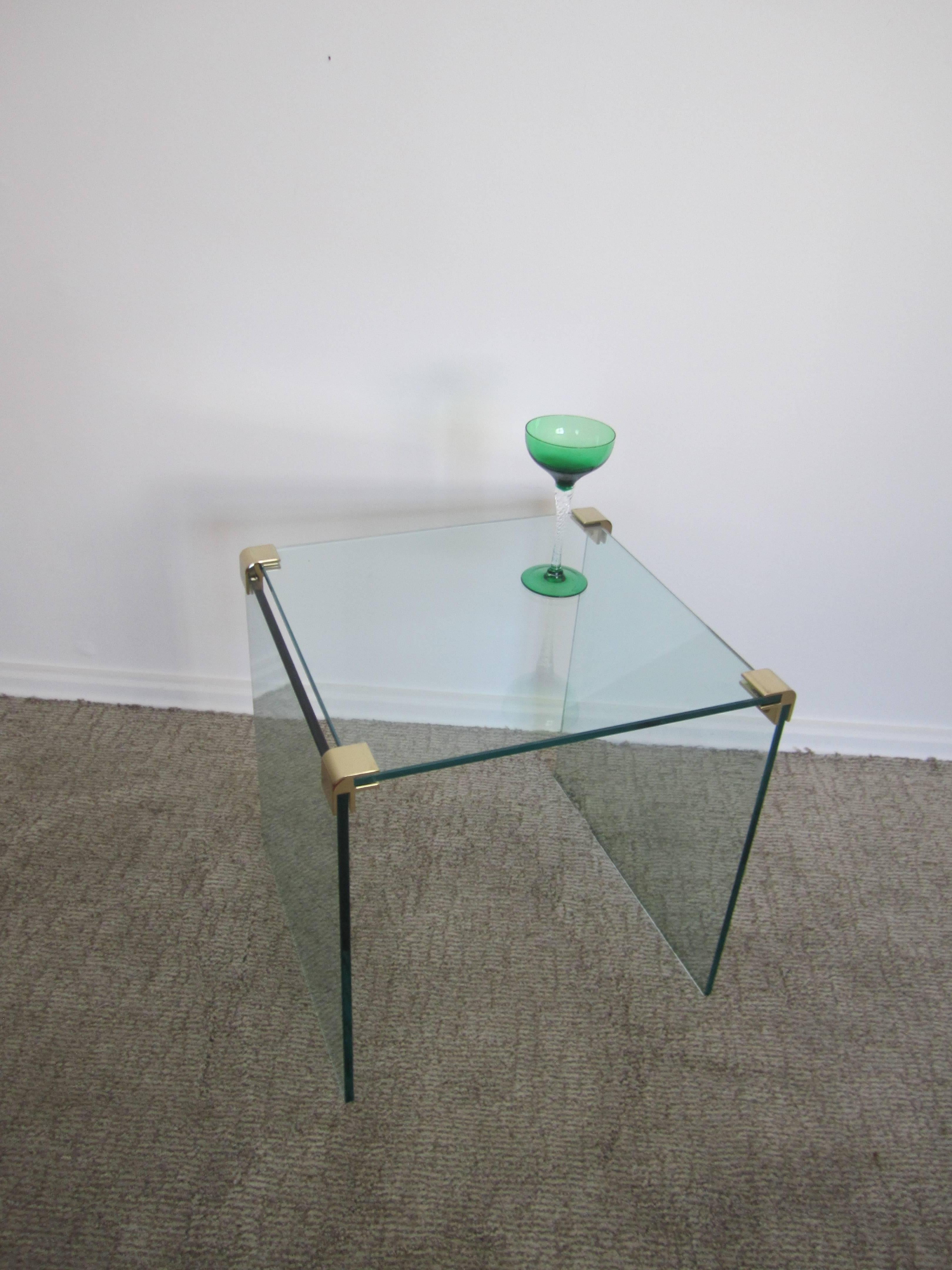 Vintage Modern Brass and Glass End or Side Table After Leon Rosen for Pace 4