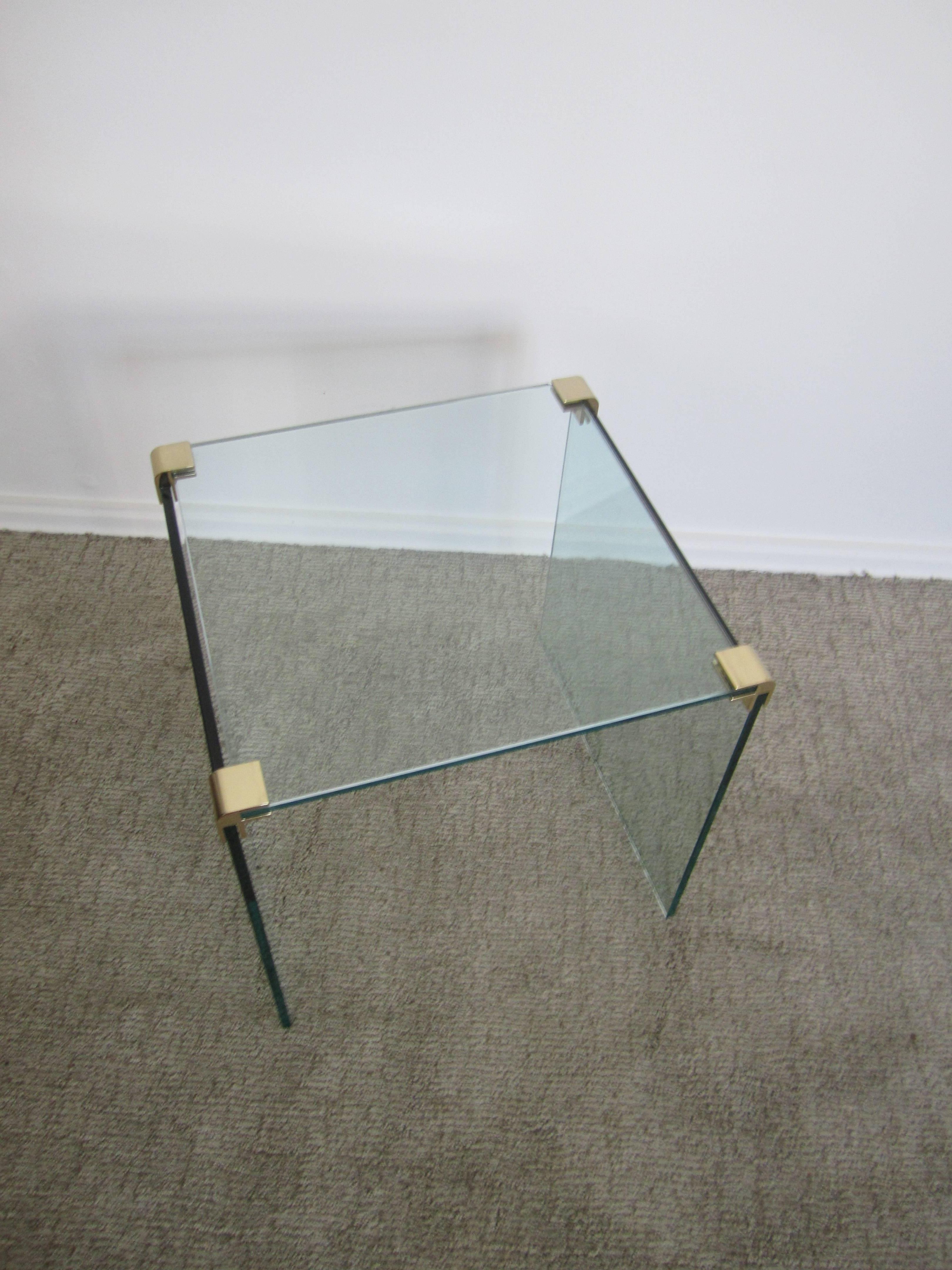 Vintage Modern Brass and Glass End or Side Table After Leon Rosen for Pace 6