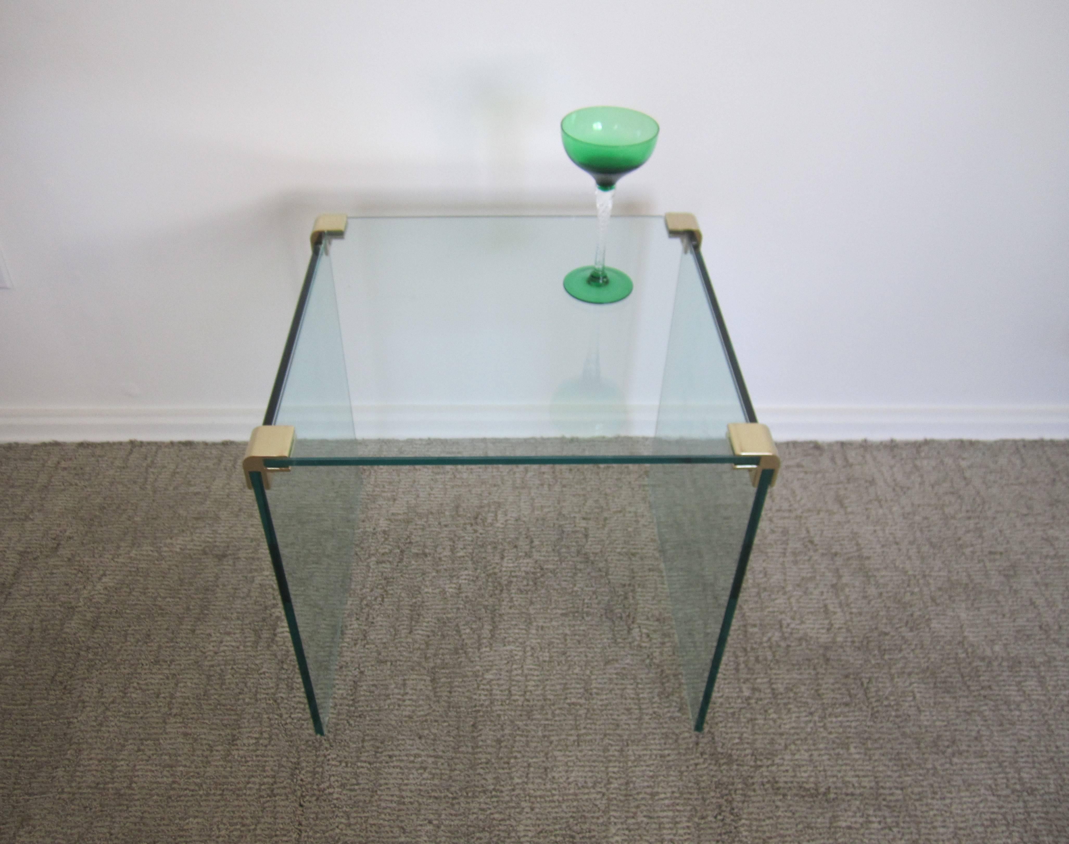 Vintage Modern Brass and Glass End or Side Table After Leon Rosen for Pace 3