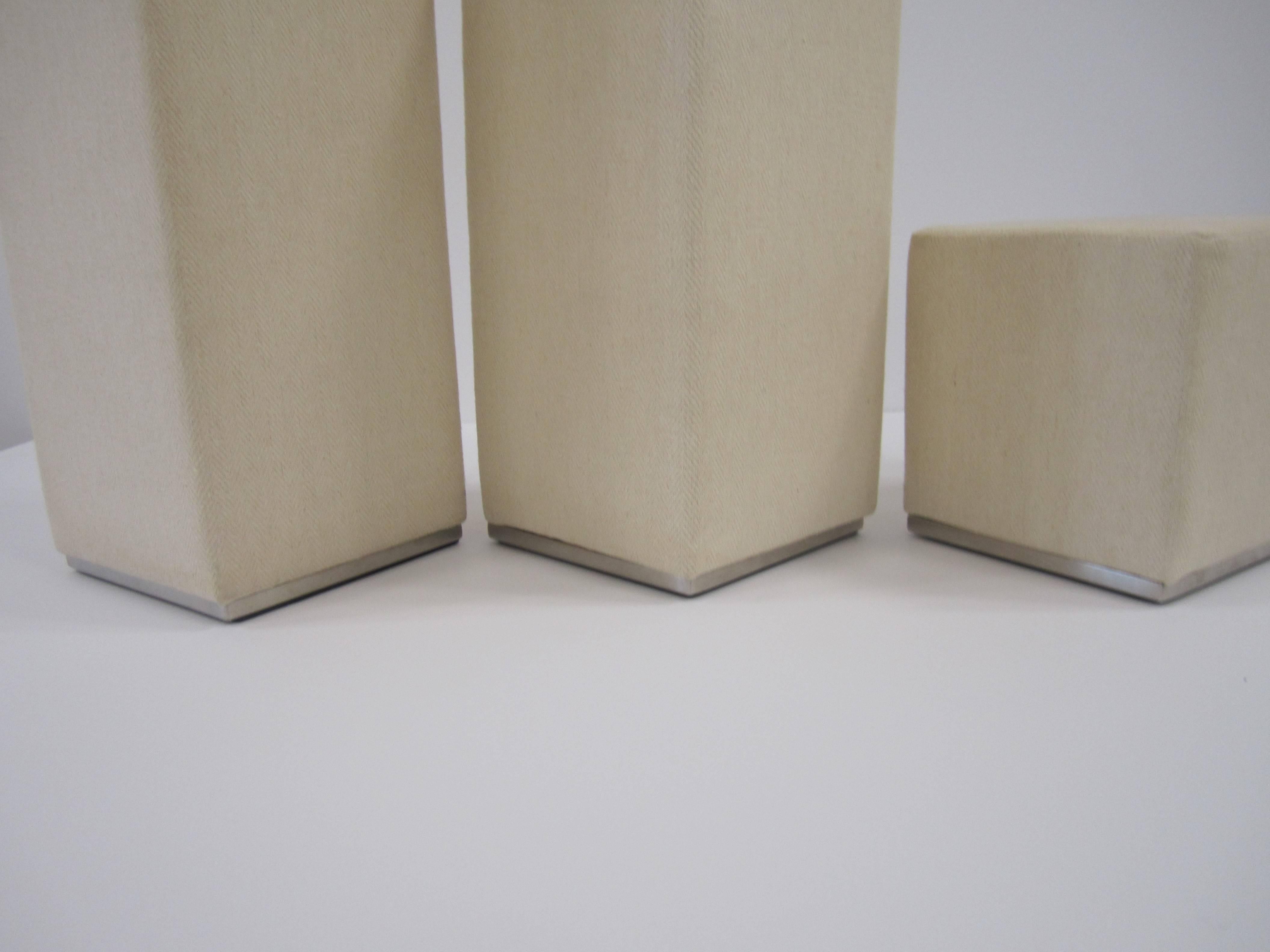Upholstered Pedestal Column Display Pieces, Set of 3 2
