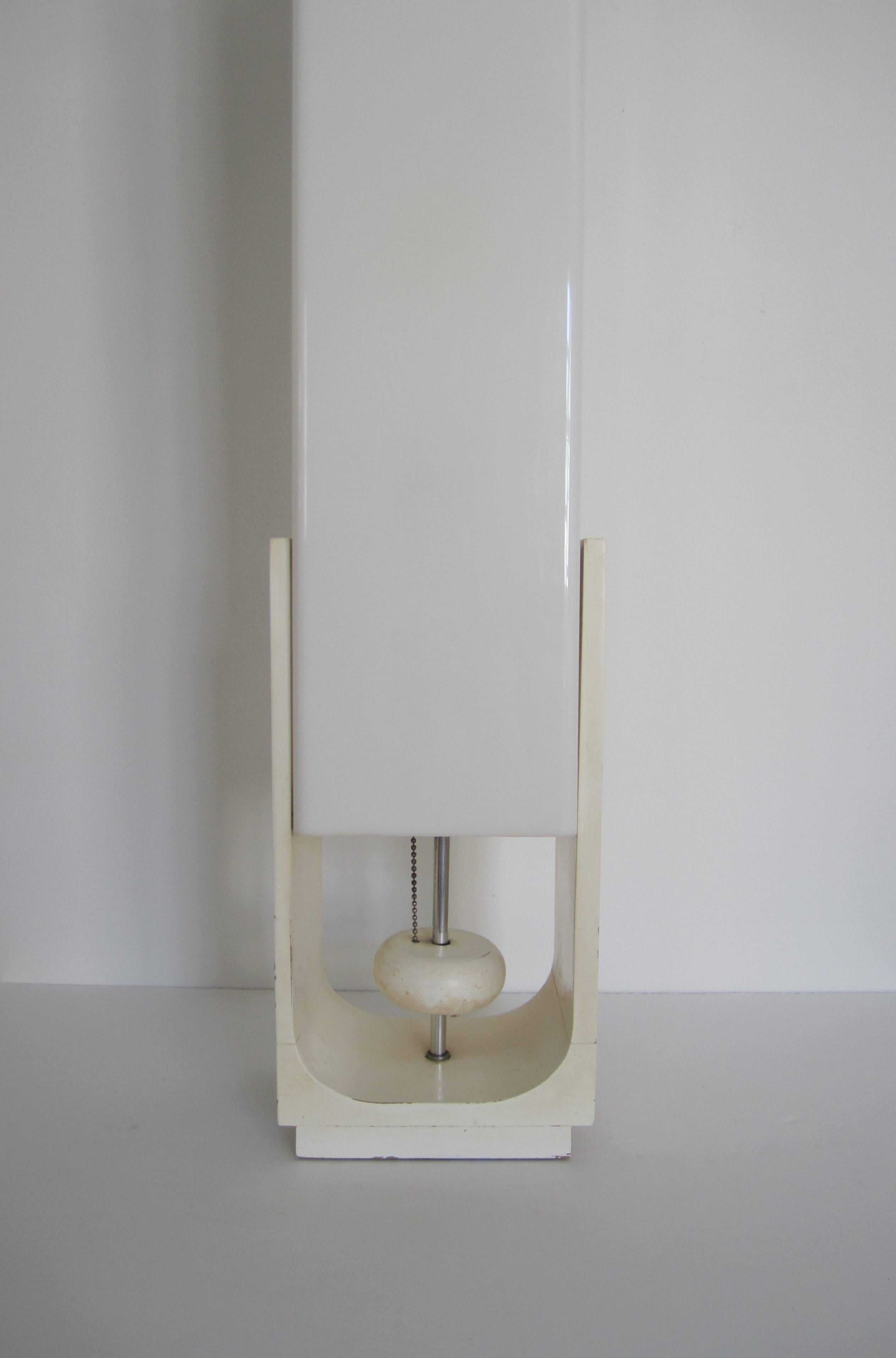 Wood Modern White Acrylic Table or Floor Lamp, circa 1960s For Sale