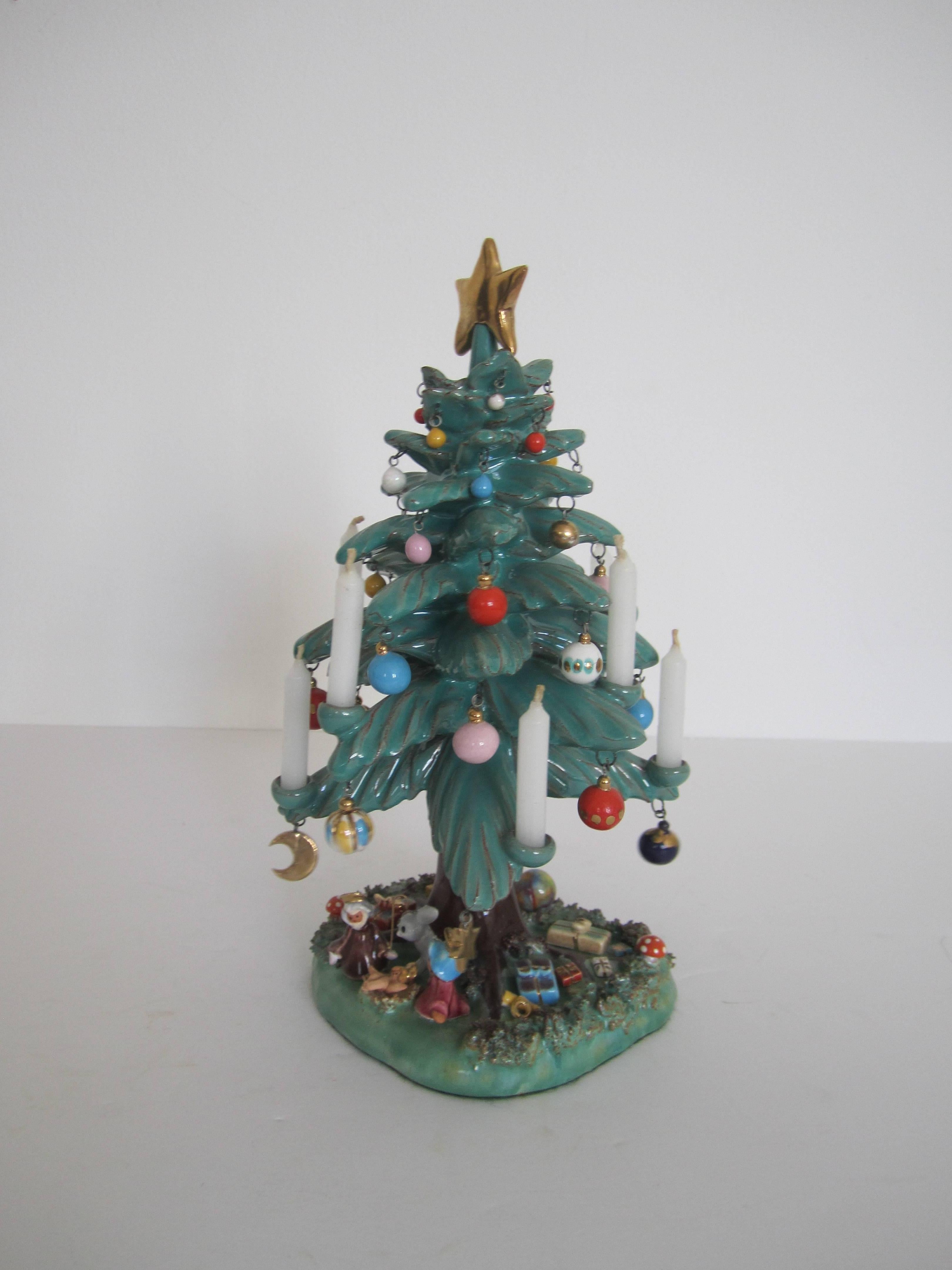 Vintage Mexican Pottery Christmas Tree Sculpture 1
