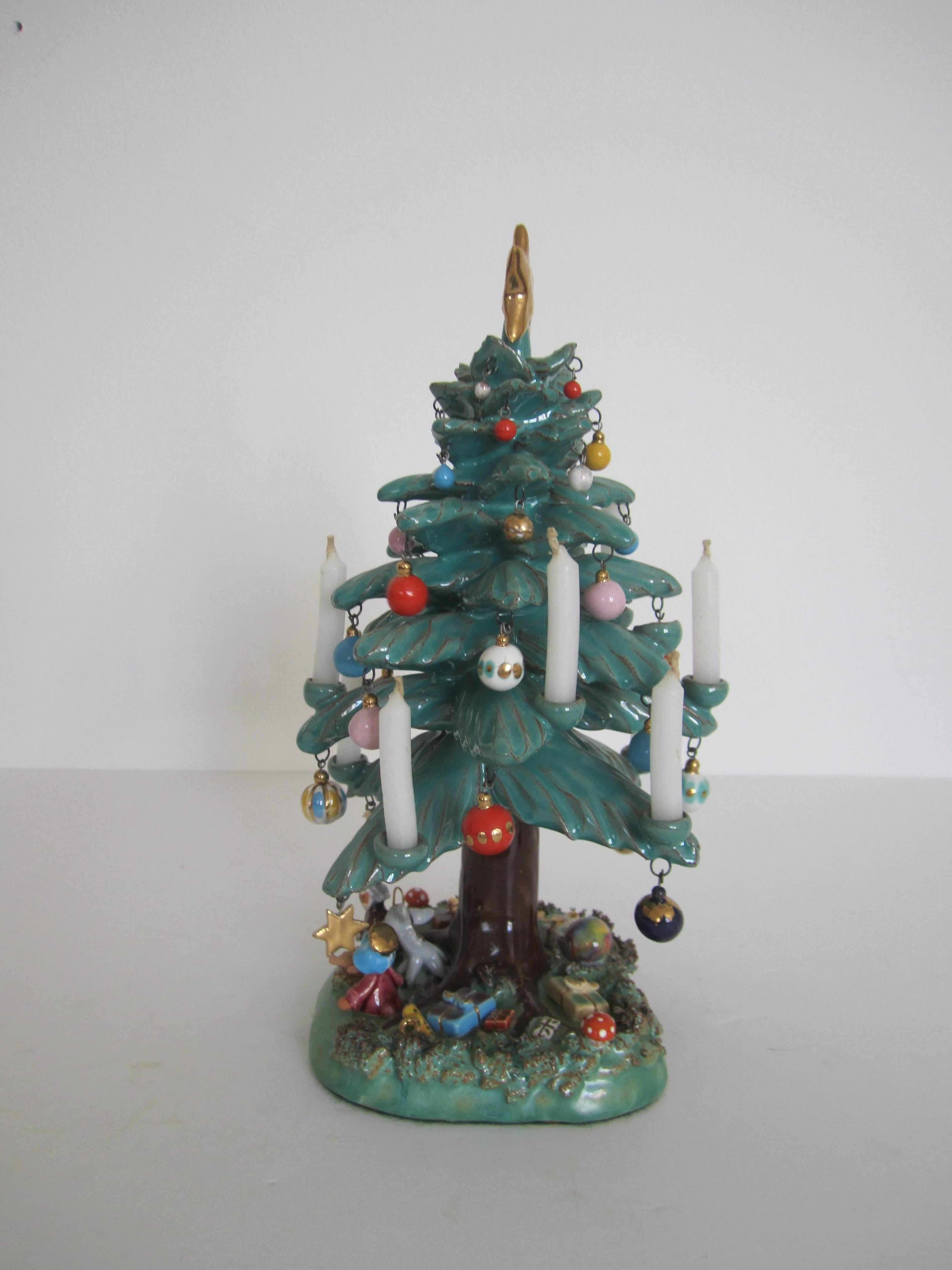 Vintage Mexican Pottery Christmas Tree Sculpture 2