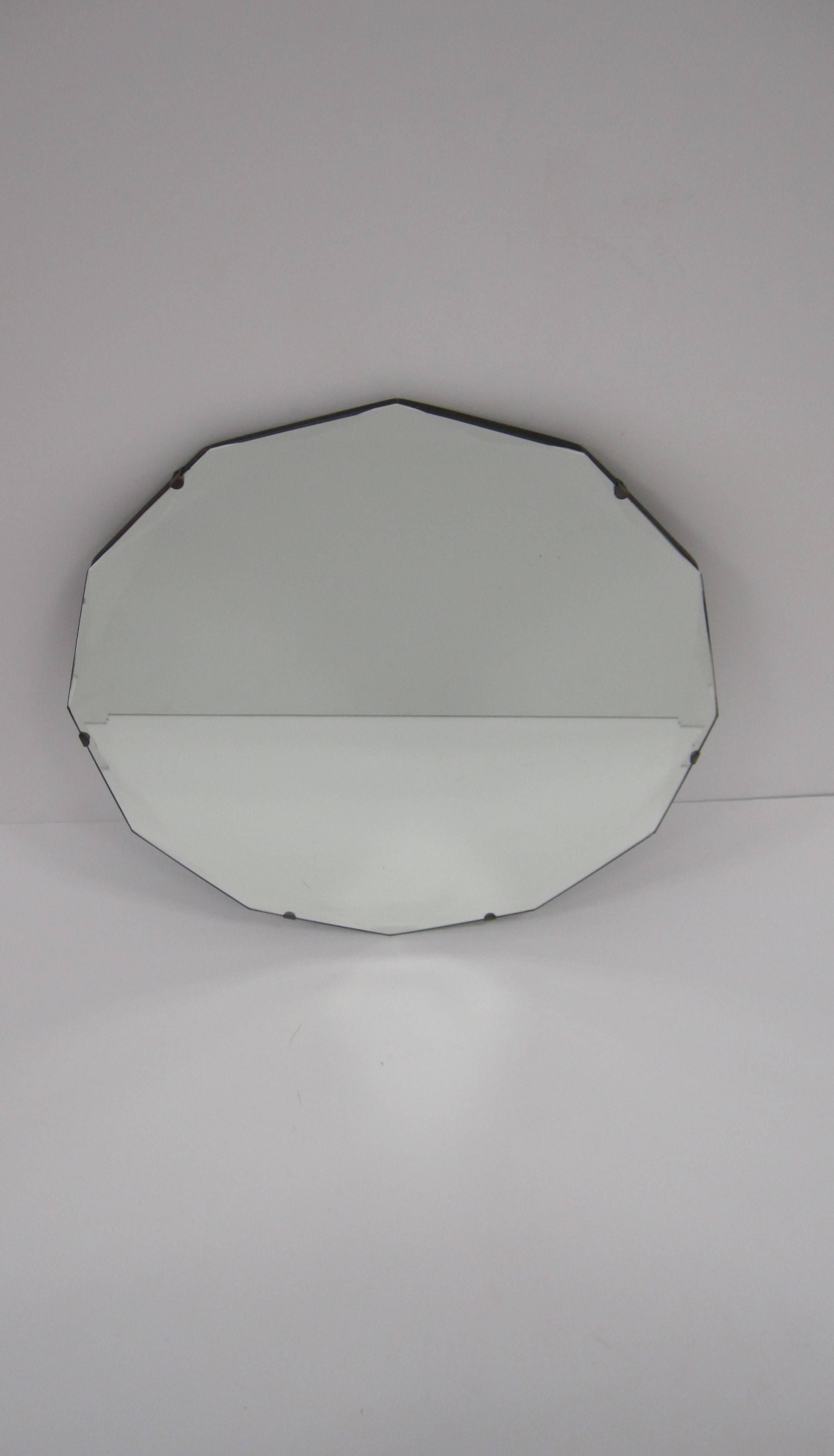 American Round Hollywood Regency Beveled Glass Wall Mirror