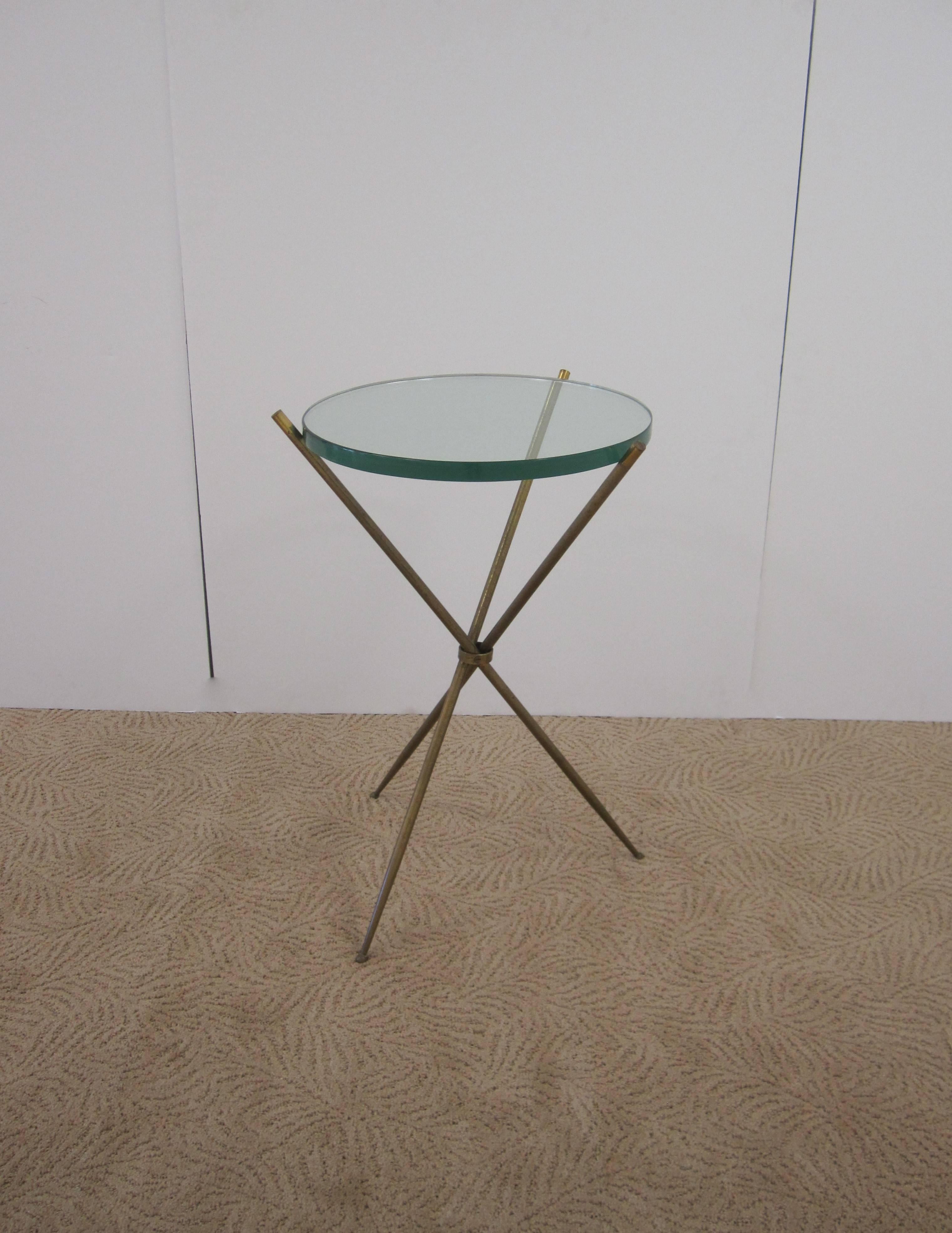 Vintage Modern Italian Brass and Glass Tripod Side Table after Gio Ponti, Italy 2