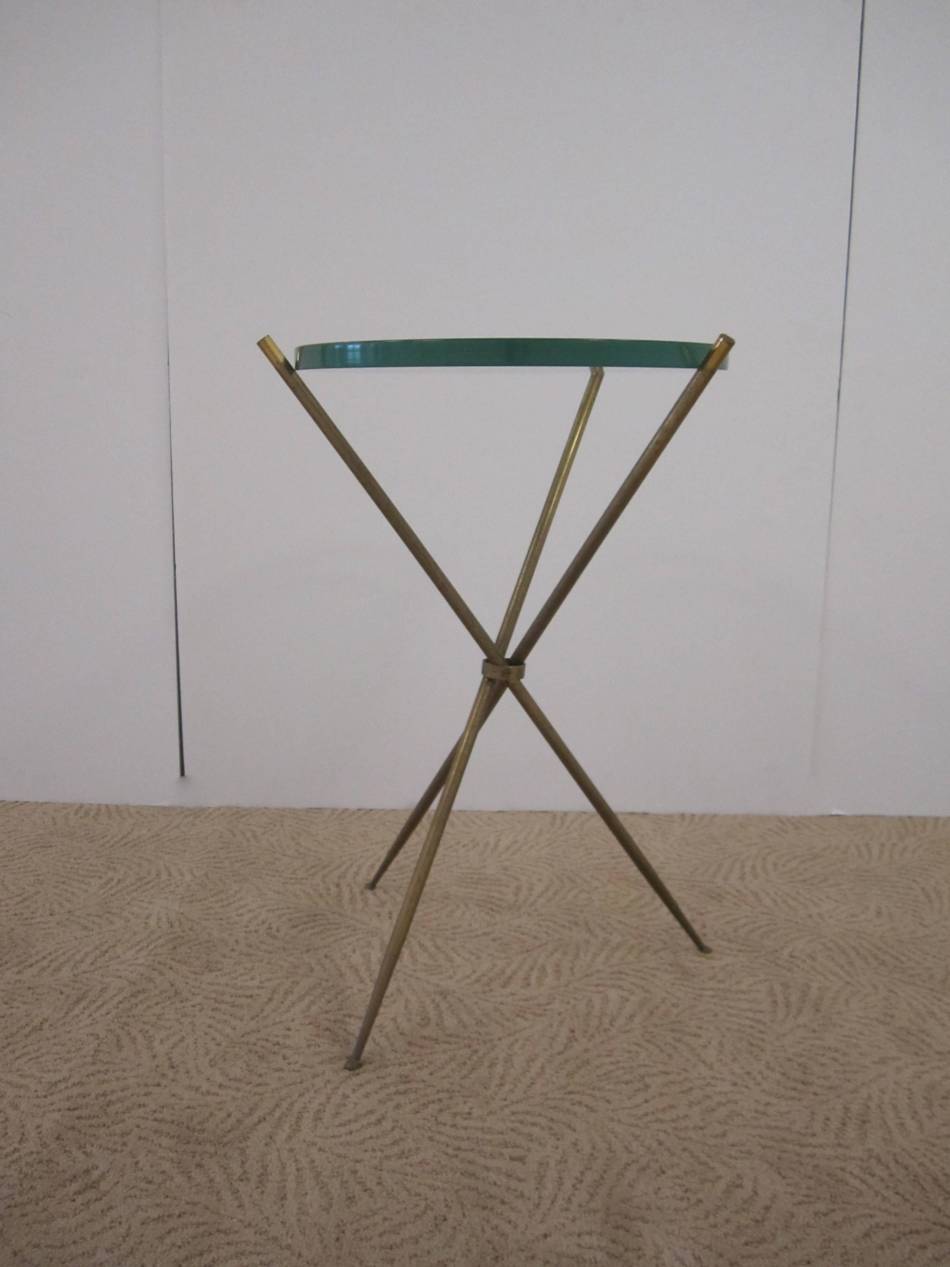 Vintage Modern Italian Brass and Glass Tripod Side Table after Gio Ponti, Italy 4