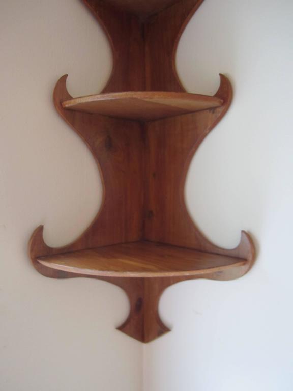 Hanging Corner Wall Wood Shelf For Sale at 1stdibs