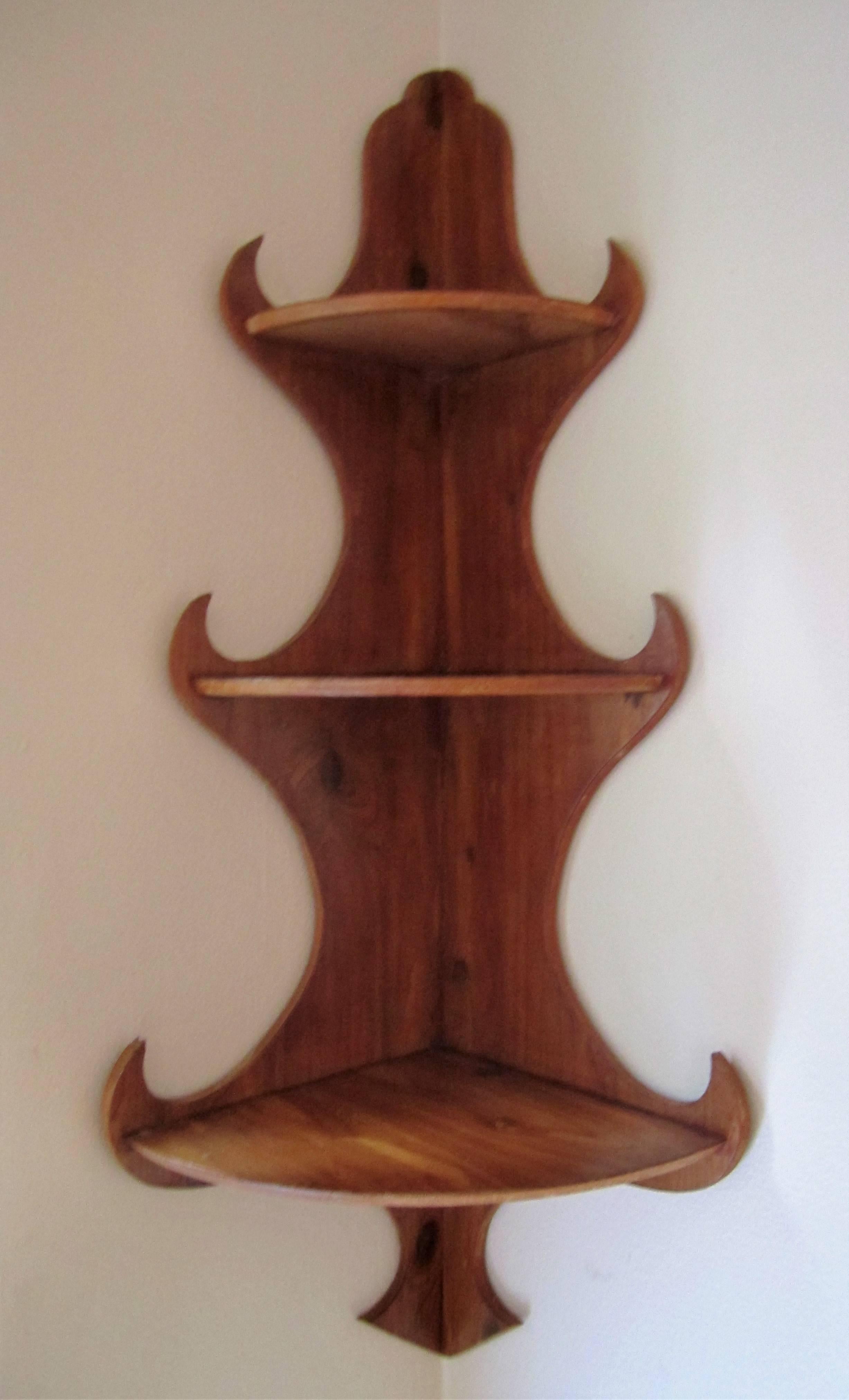 Hanging Corner Wall Wood Shelf In Excellent Condition In New York, NY