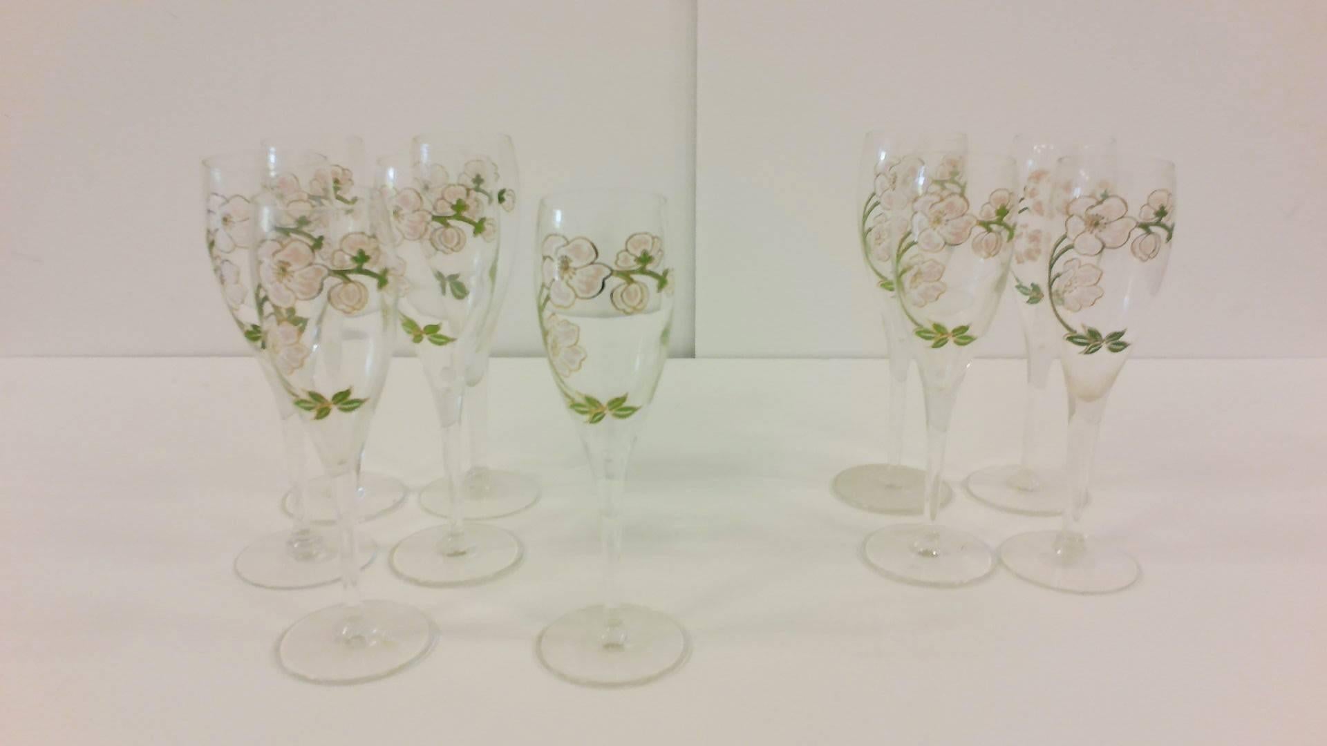 10 Vintage Perrier-Jouet French Champagne Glasses In Excellent Condition In New York, NY