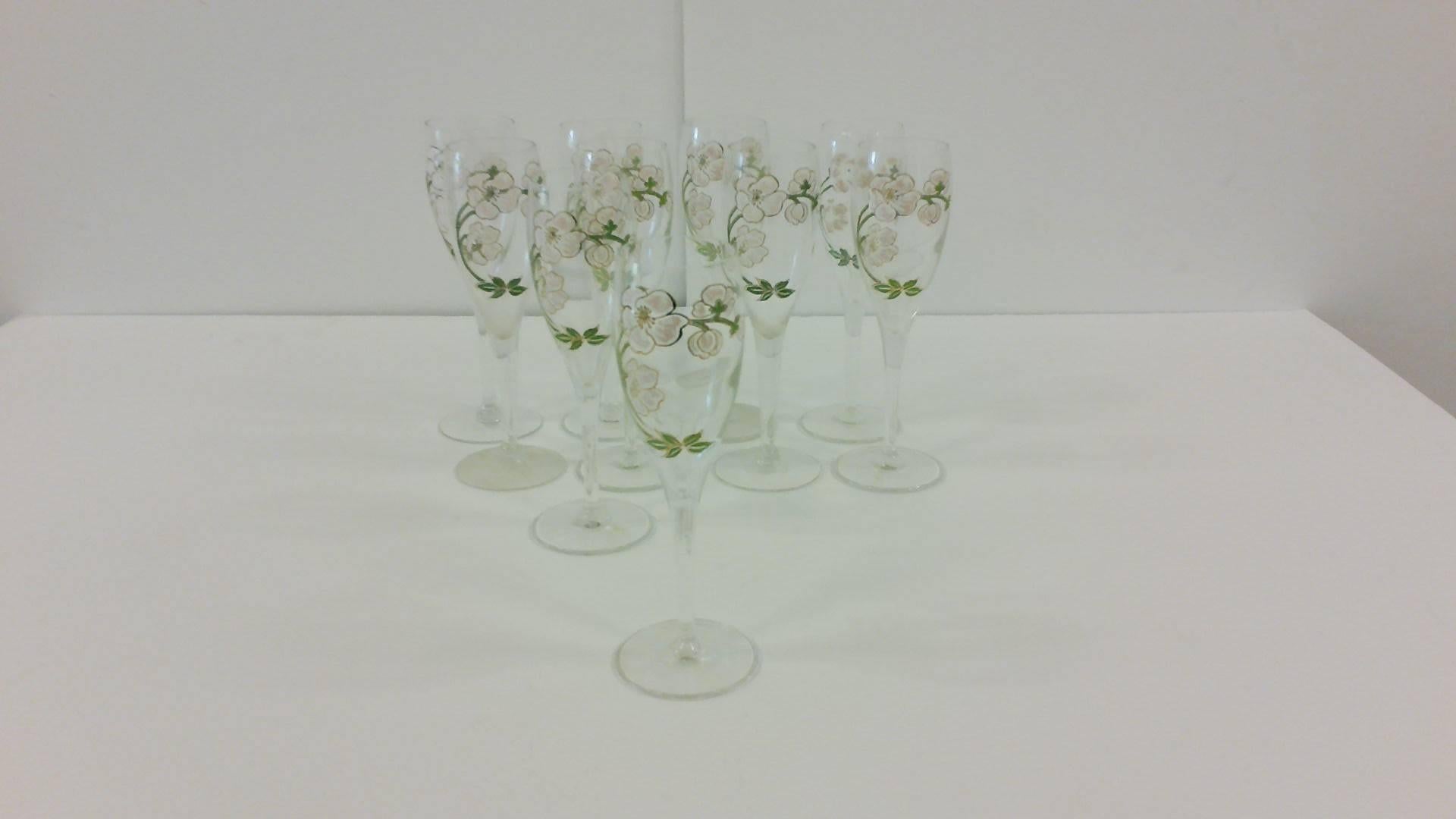 10 Vintage Perrier-Jouet French Champagne Glasses 1