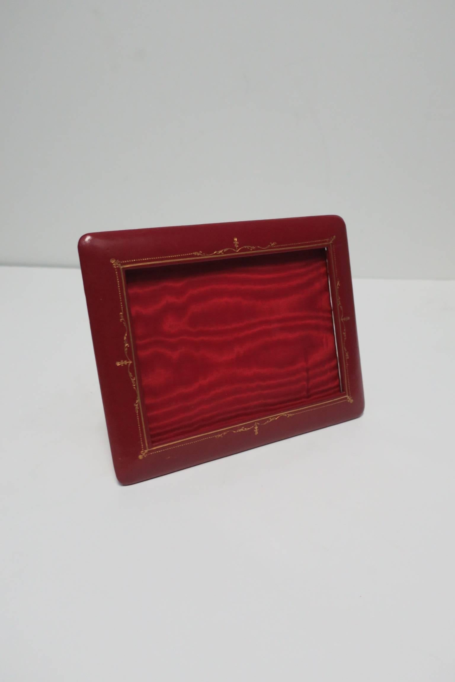 20th Century Vintage Italian Red and Gold Leather Picture Frame, Italy