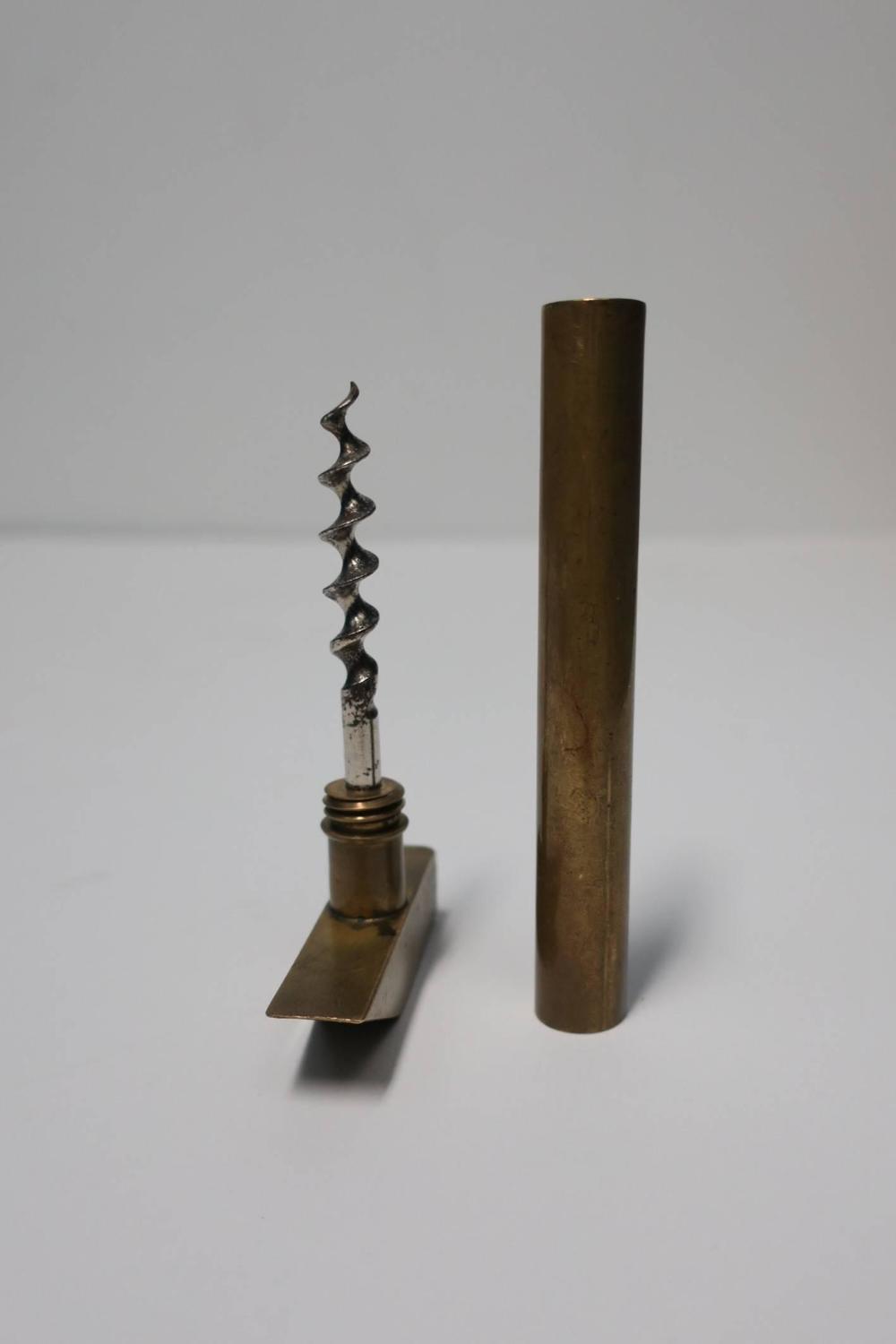 Vintage Italian Brass 'Tool' Corkscrew in the Style of Carl Aubock