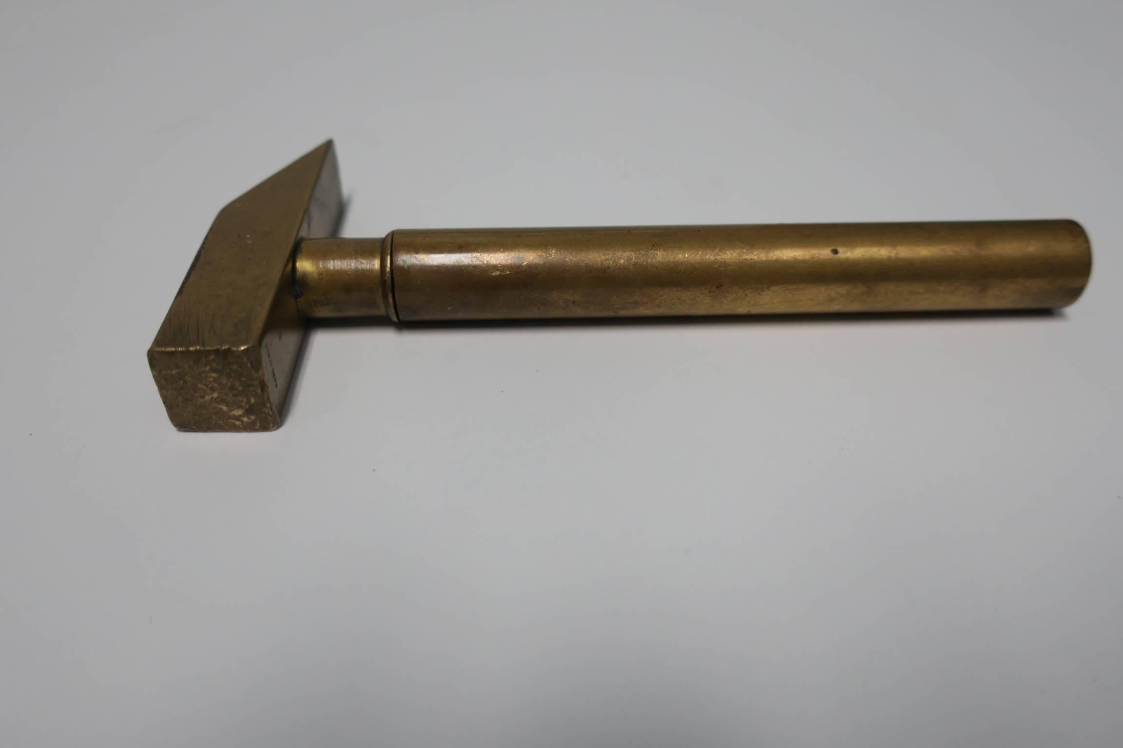 20th Century Italian Brass Hammer Tool Corkscrew Bottle Opener 