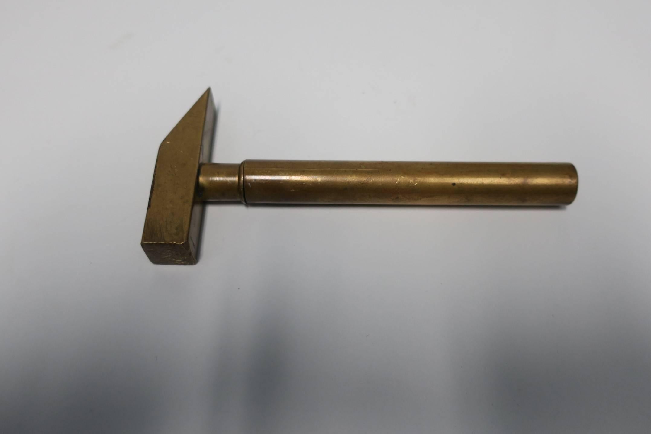 Italian Brass Hammer Tool Corkscrew Bottle Opener  1