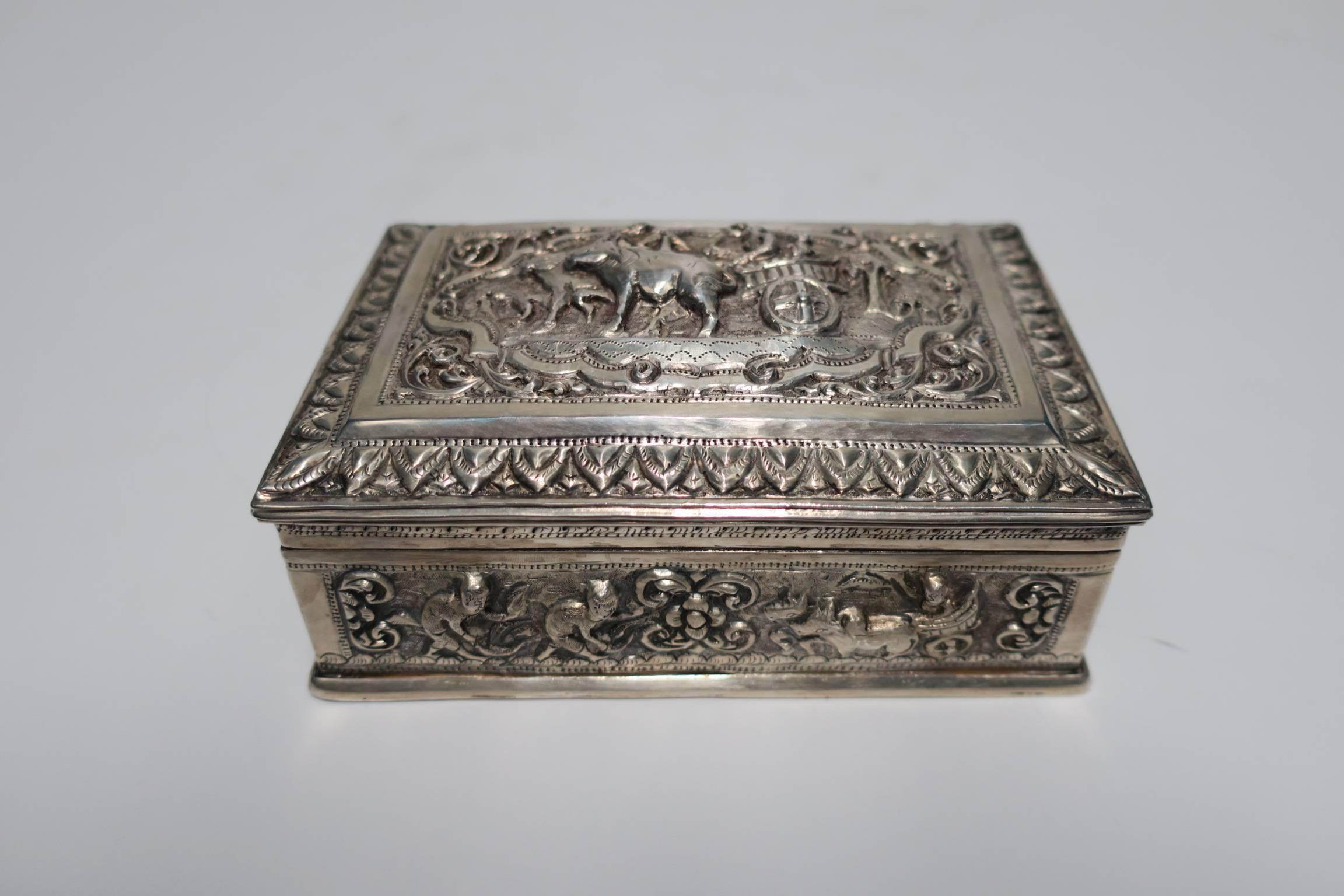 Burmese Vintage Sterling Silver Box from Burma