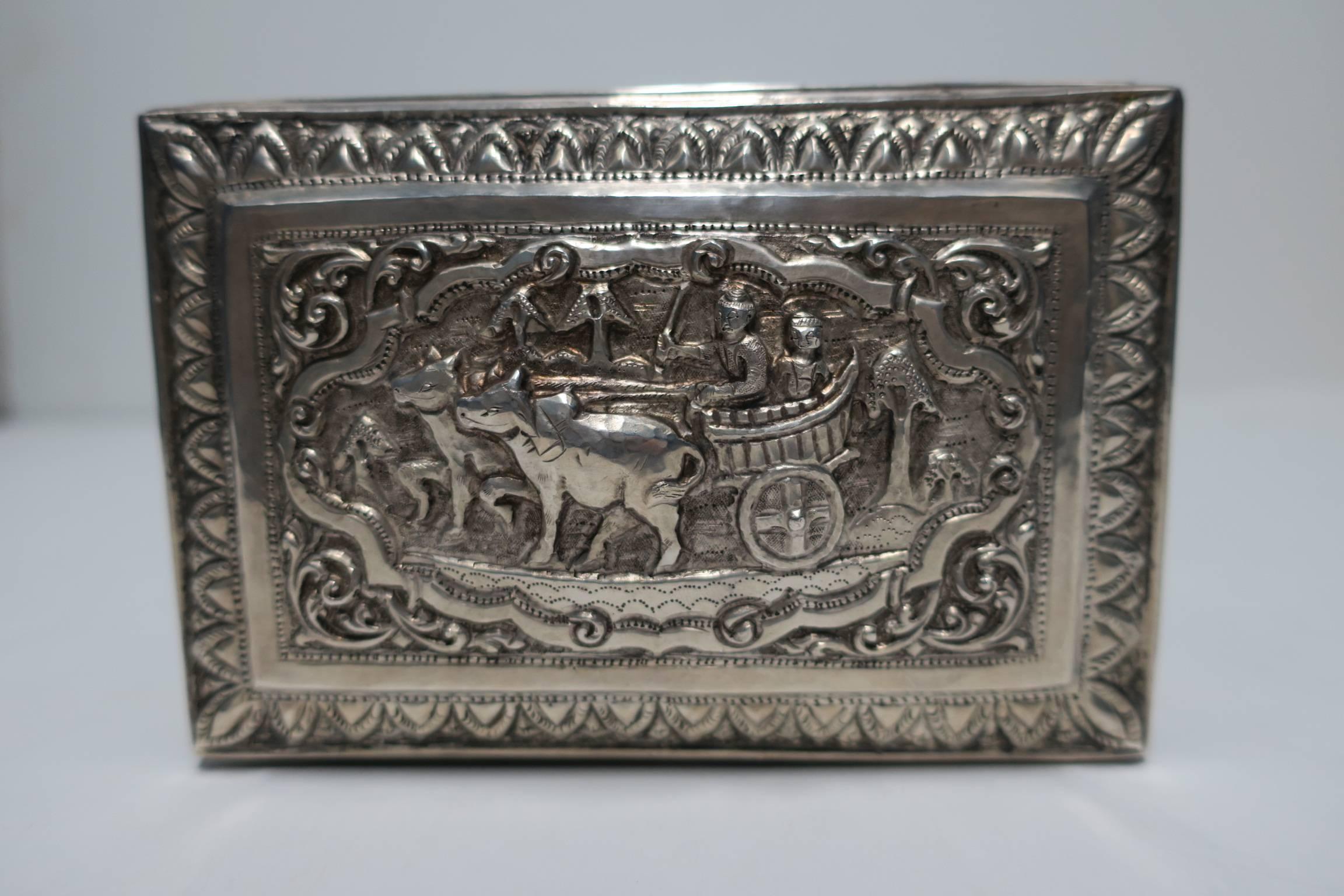 20th Century Vintage Sterling Silver Box from Burma