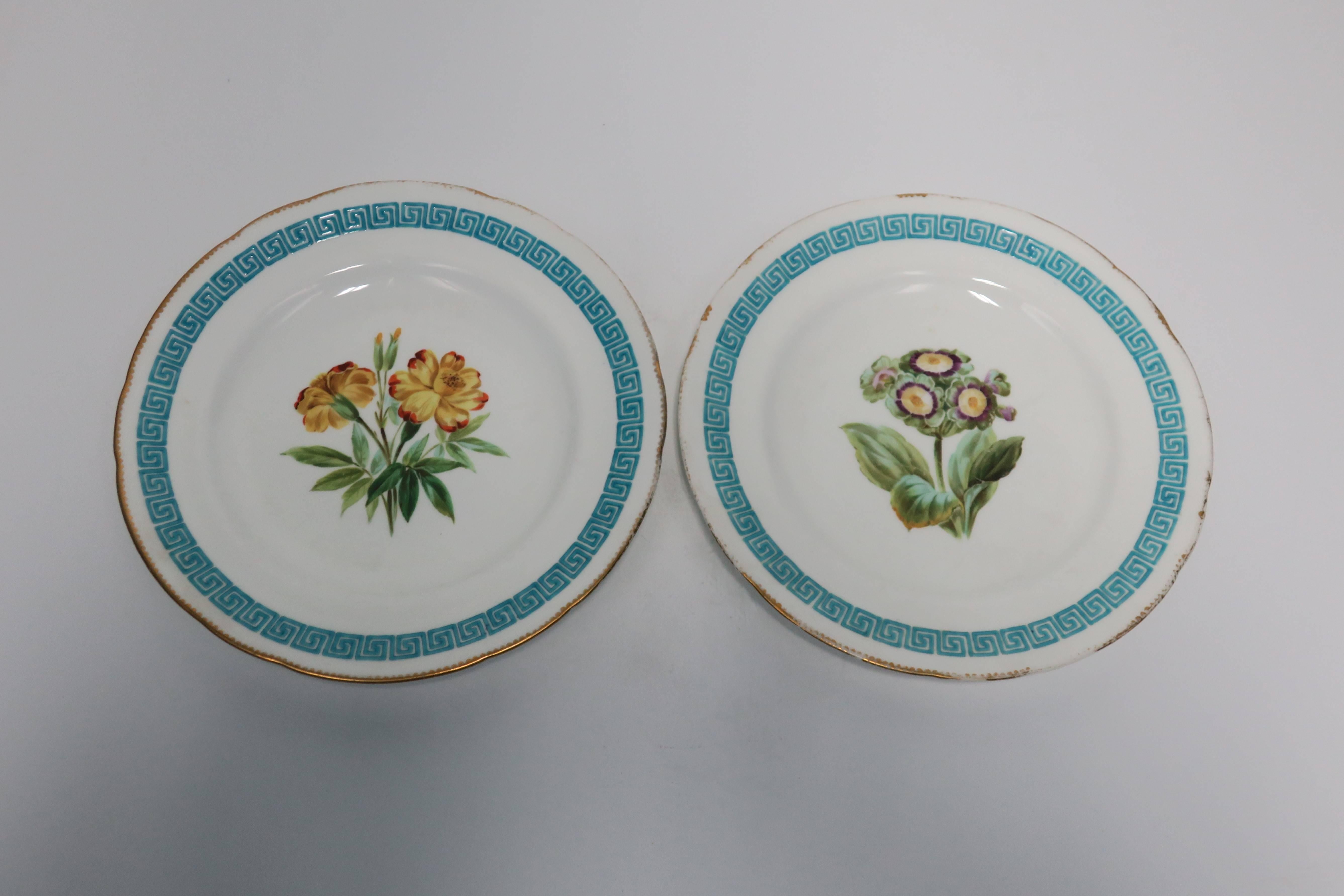 English Minton Plates with Greek Key Design, Pair For Sale 2