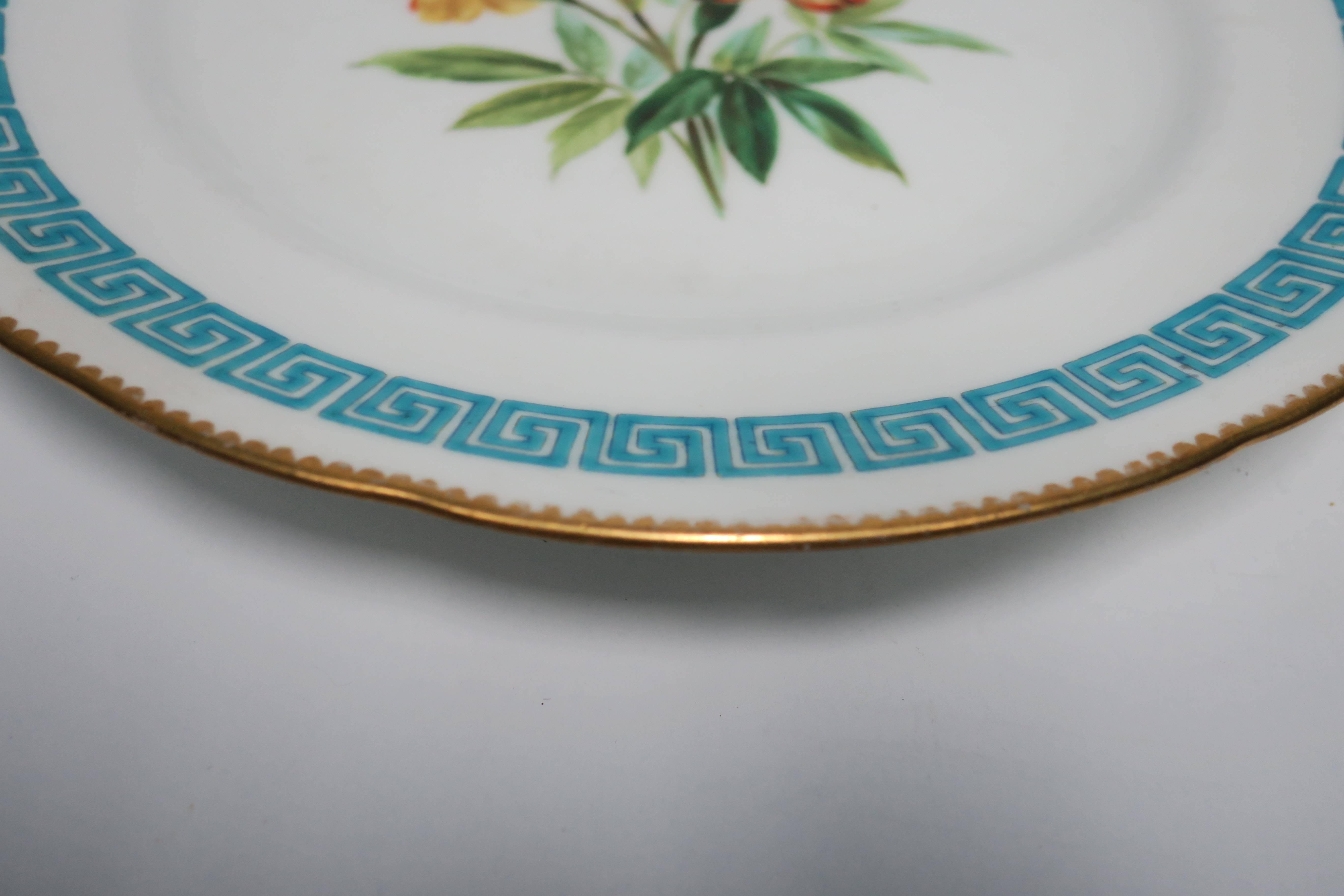 English Minton Plates with Greek Key Design, Pair For Sale 3