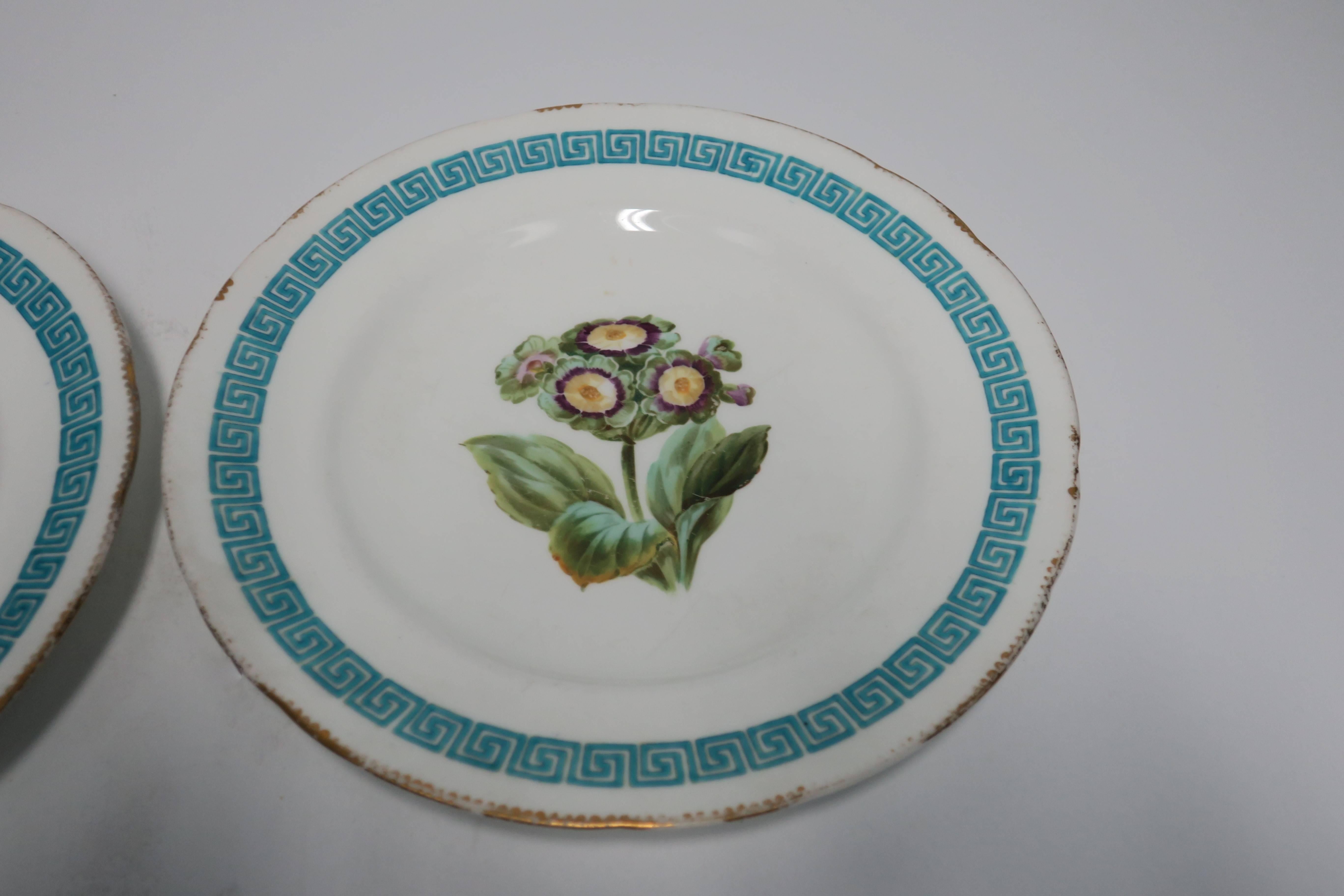 English Minton Plates with Greek Key Design, Pair For Sale 6