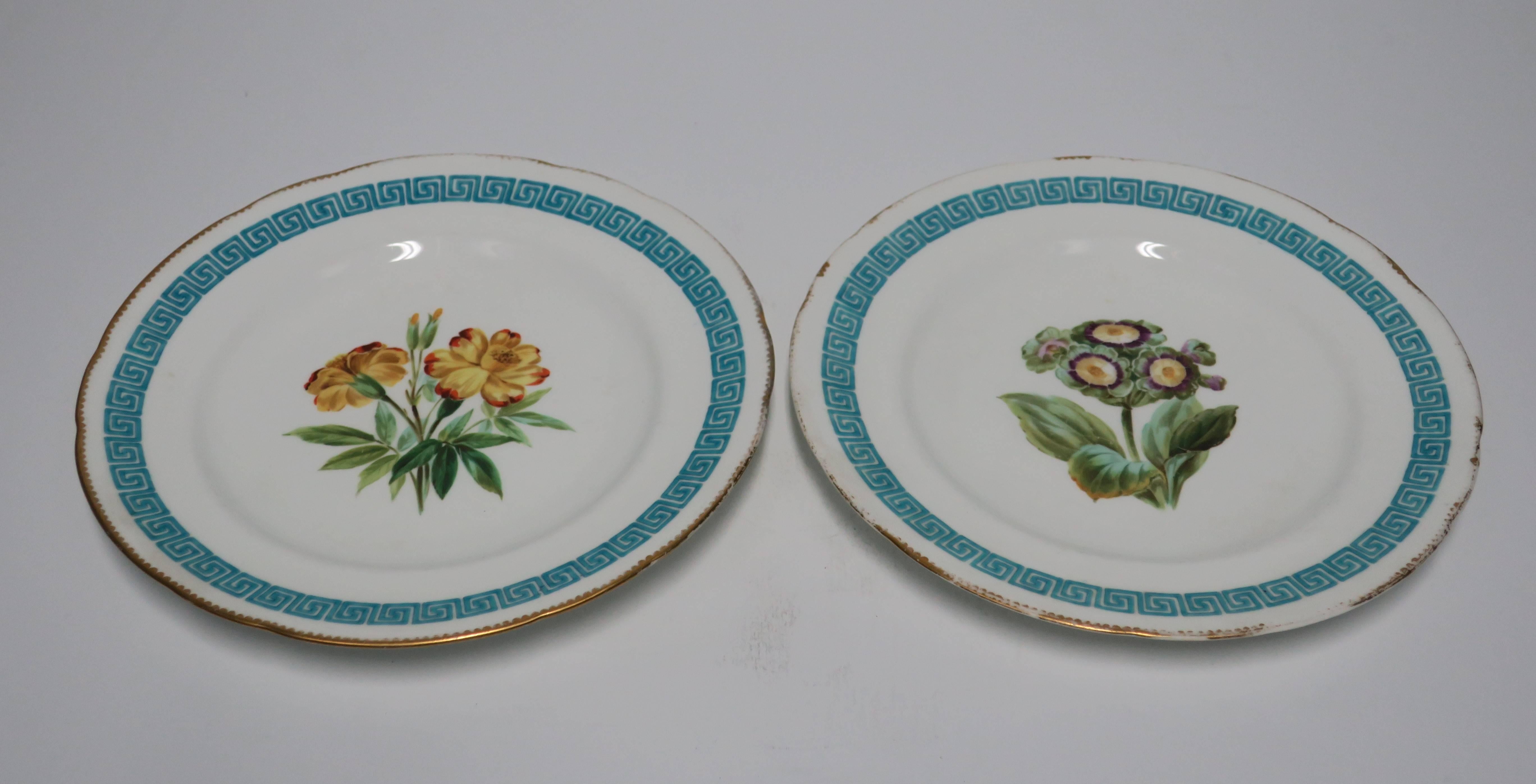 English Minton Plates with Greek Key Design, Pair For Sale 7