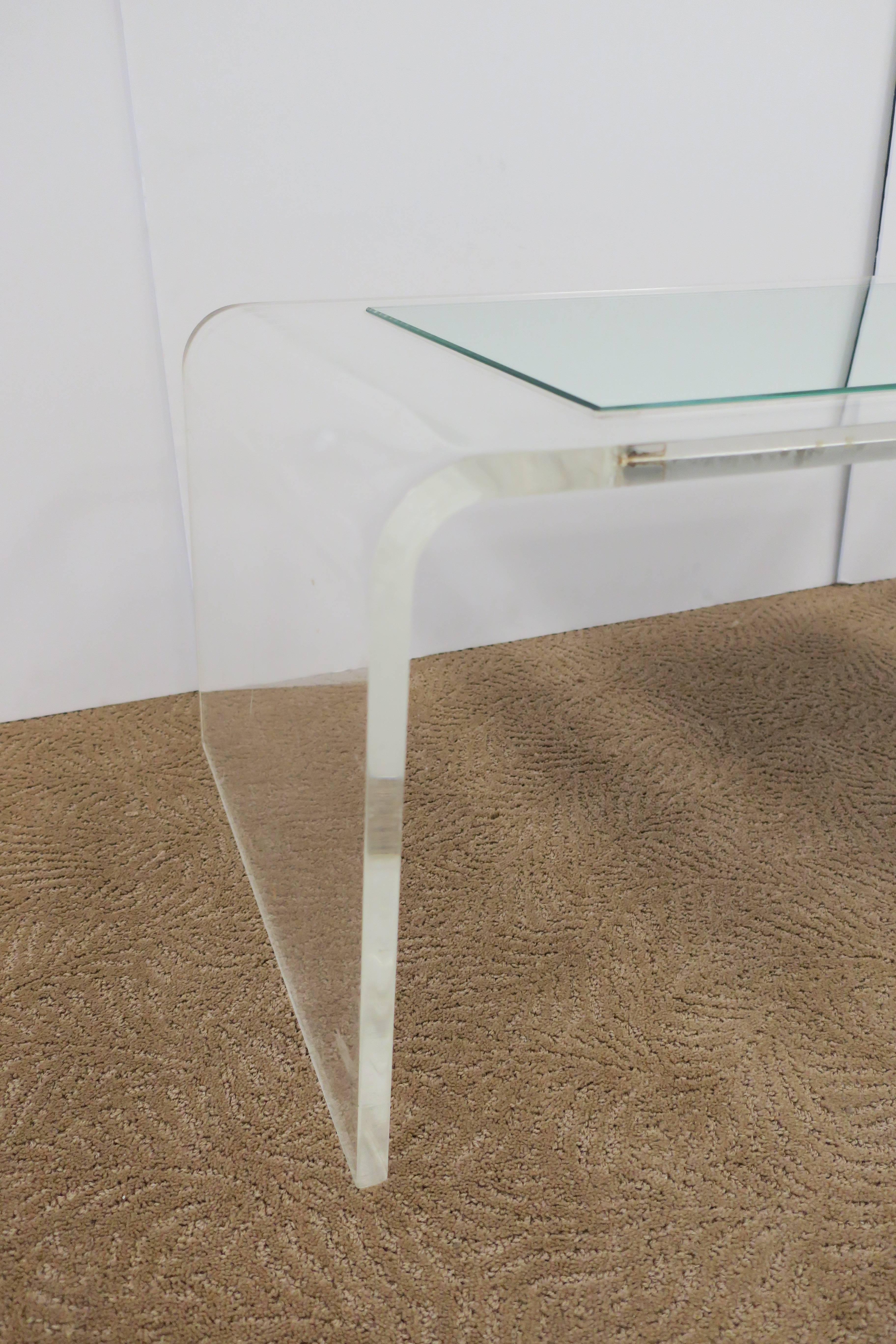 Mirror '70s Modern Lucite Waterfall Coffee Table 