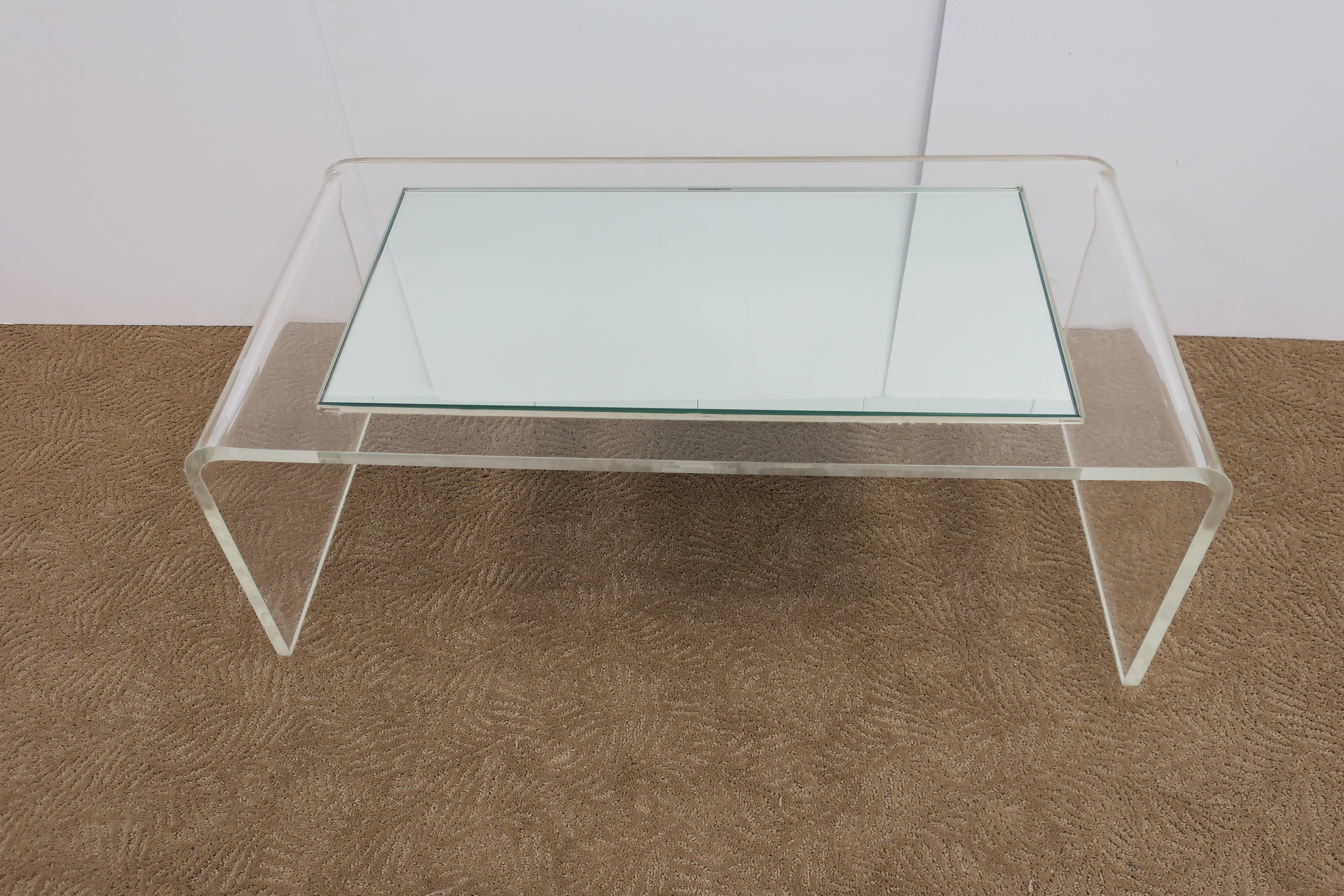 American '70s Modern Lucite Waterfall Coffee Table 