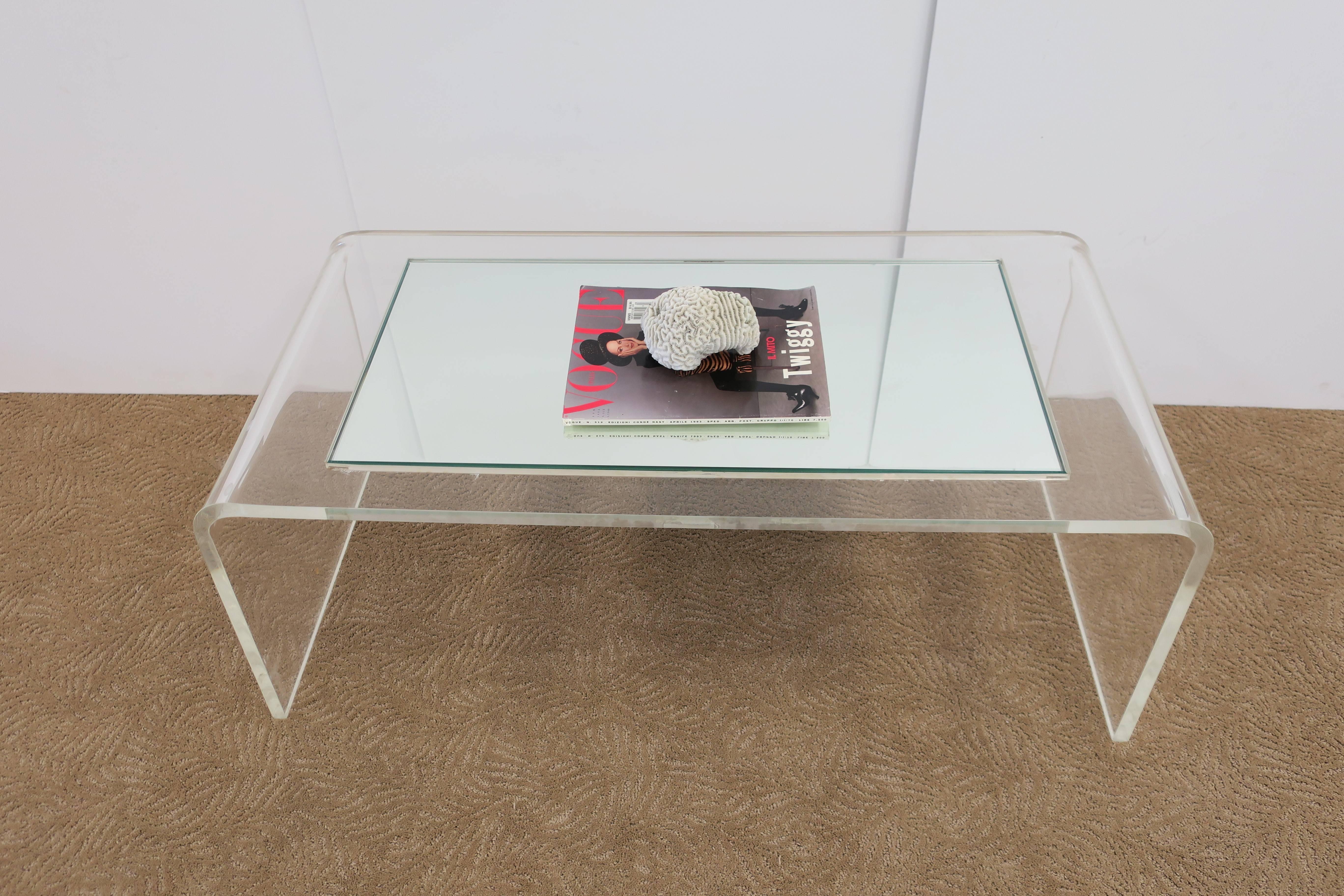 '70s Modern Lucite Waterfall Coffee Table  In Good Condition In New York, NY