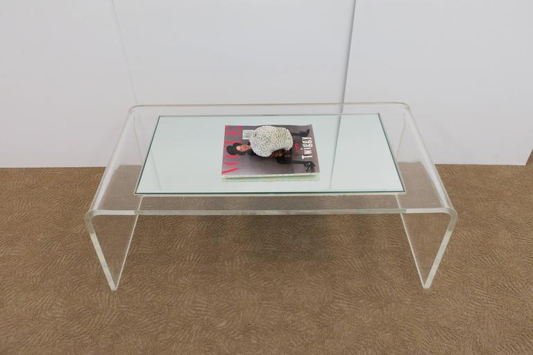 Vintage Modern Lucite Waterfall Coffee Table after Charles Hollis Jones