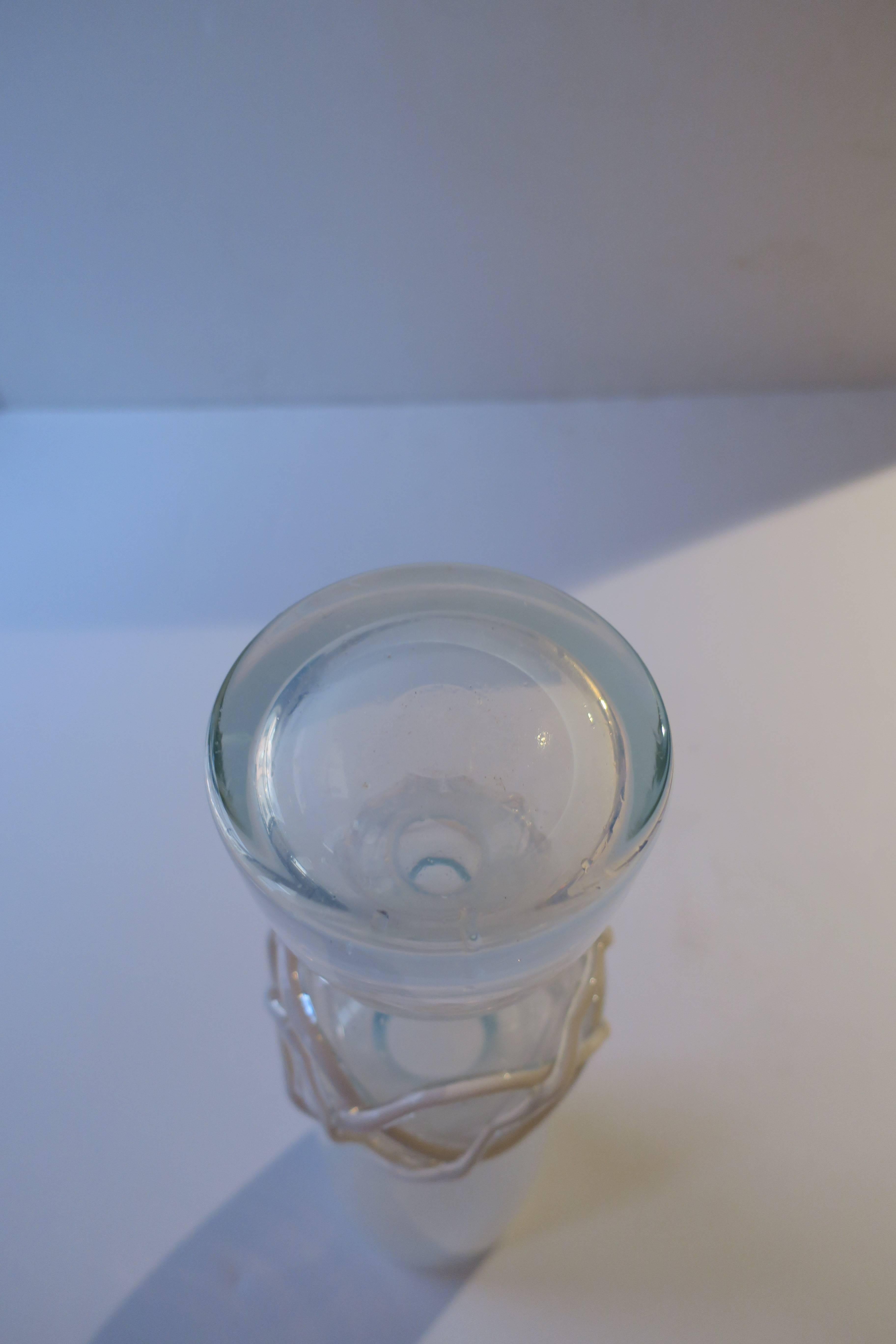 White Art Glass Vase with Abstract Design Postmodern For Sale 4