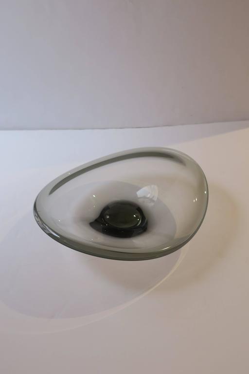 Holmegaard Scandinavian Modern Grey Art Glass Bowl or Centerpiece