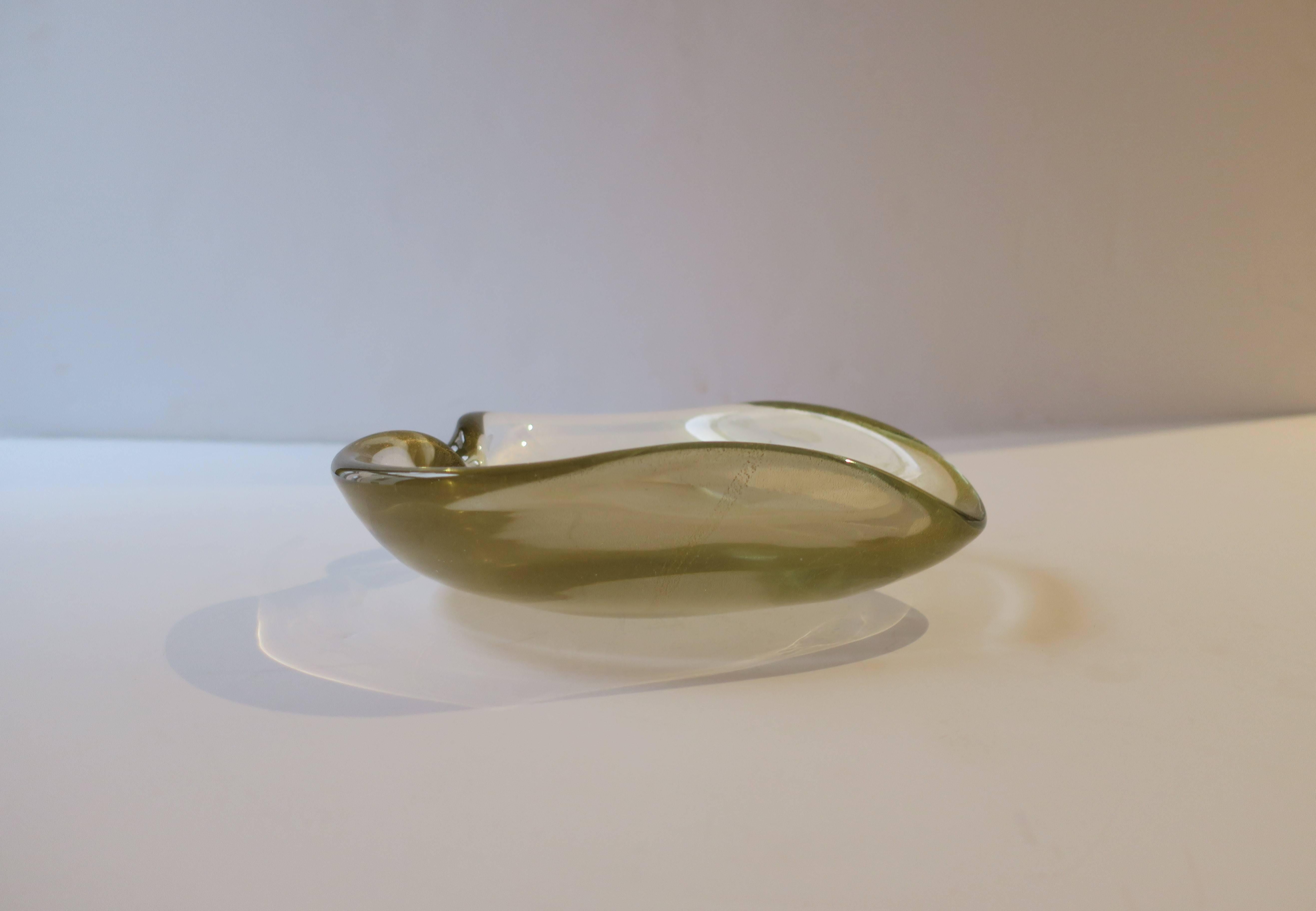 Italian Murano Clear and Gold Art Glass Bowl or Ashtray After Seguso 1