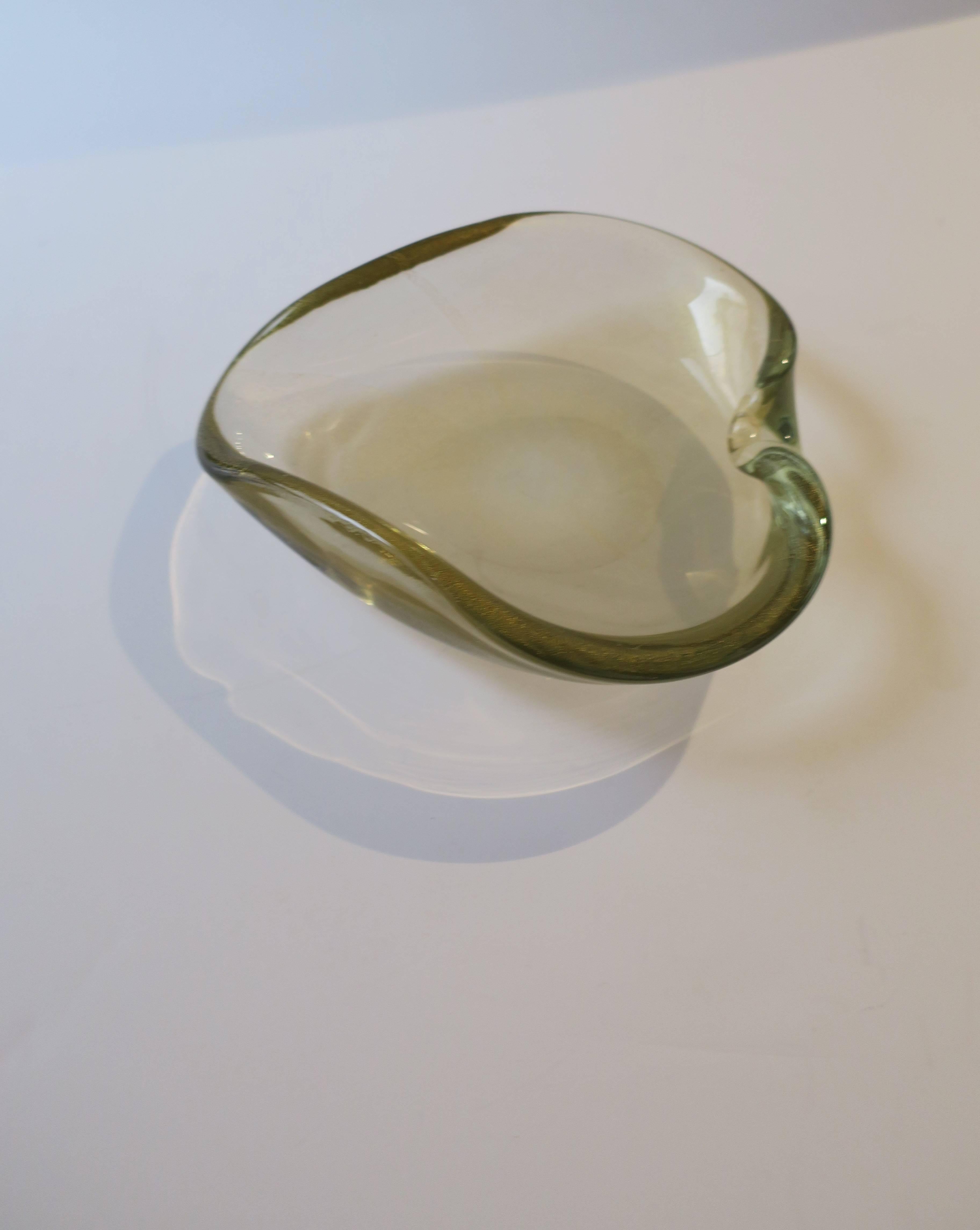 Italian Murano Clear and Gold Art Glass Bowl or Ashtray After Seguso 2