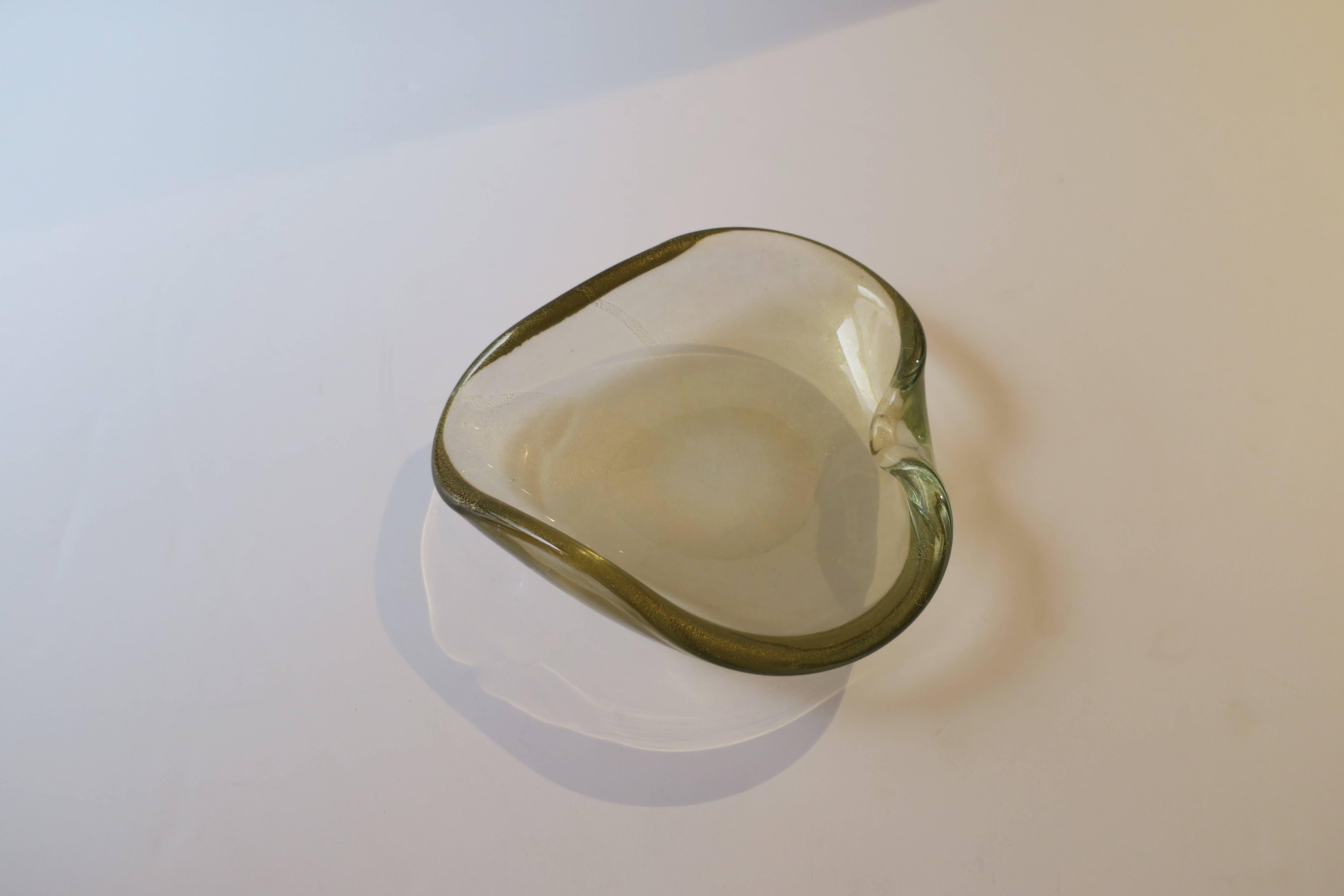 Italian Murano Clear and Gold Art Glass Bowl or Ashtray After Seguso 3