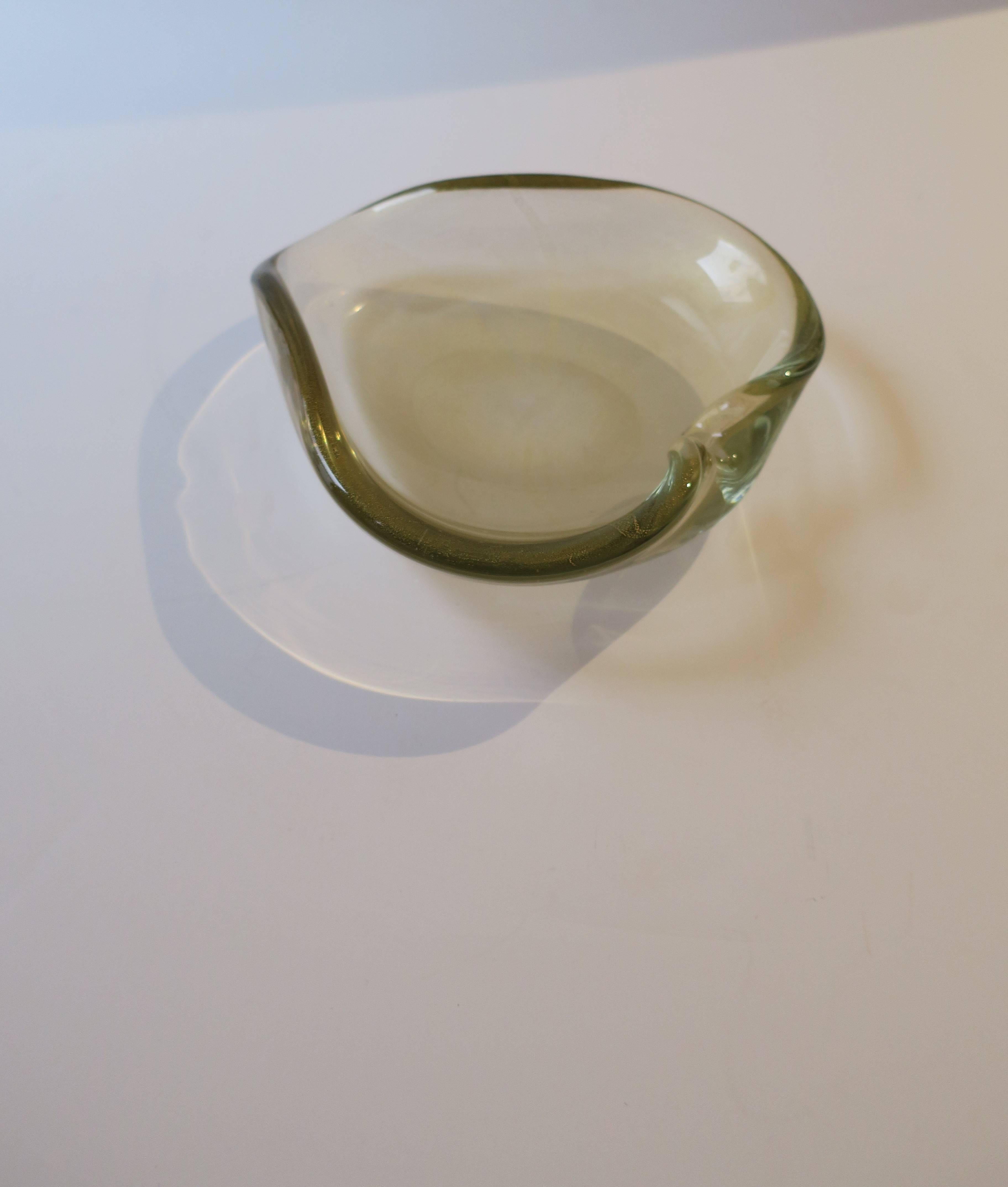 Italian Murano Clear and Gold Art Glass Bowl or Ashtray After Seguso 4