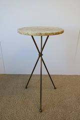 Vintage Modern Italian Marble and Gold Gilt Tripod Side Table, Italy