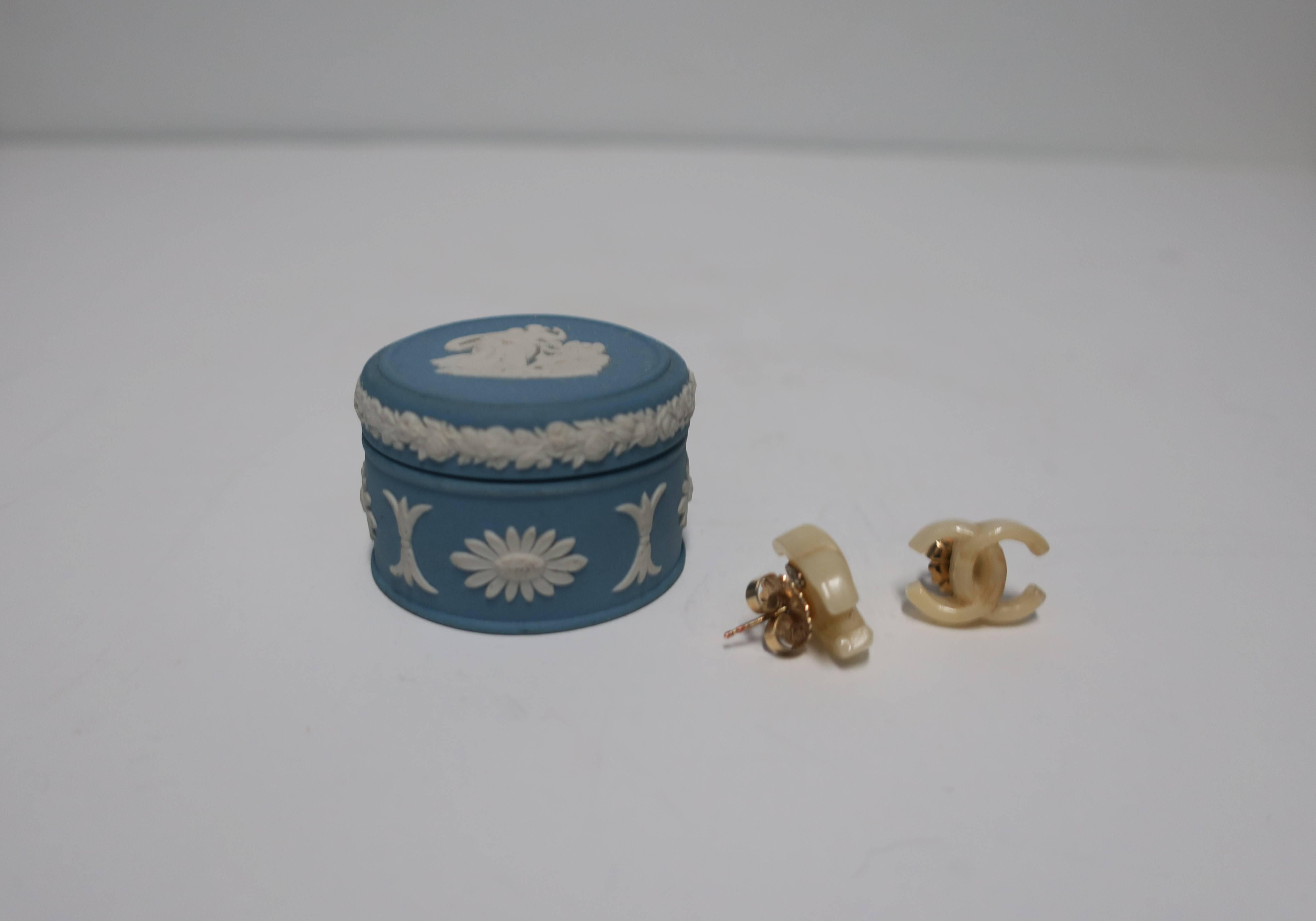 Unglazed Blue and White Wedgwood Jasperware English Jewelry Box, England
