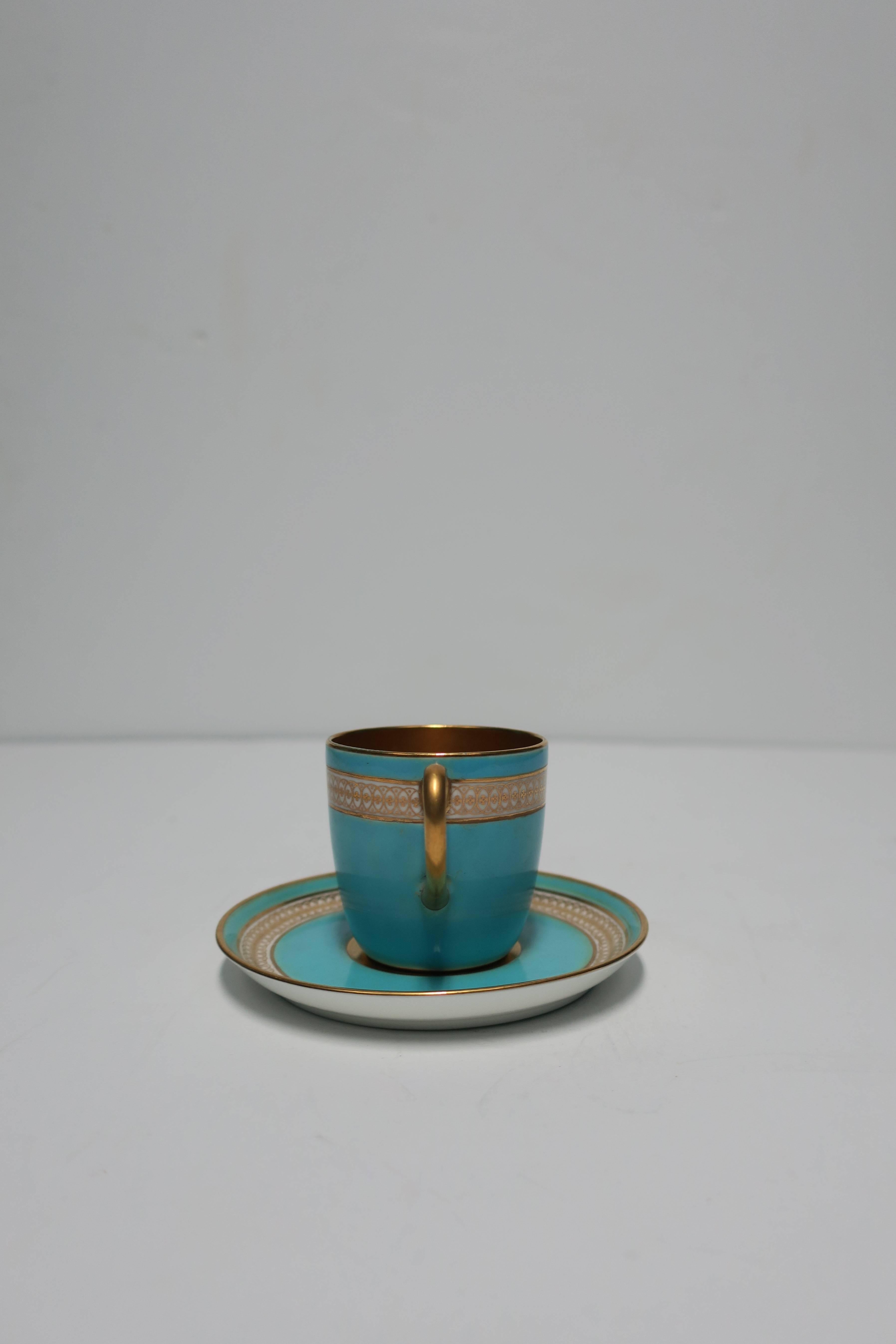 English 24-Karat Gold, Blue and White Espresso Coffee Cup  1