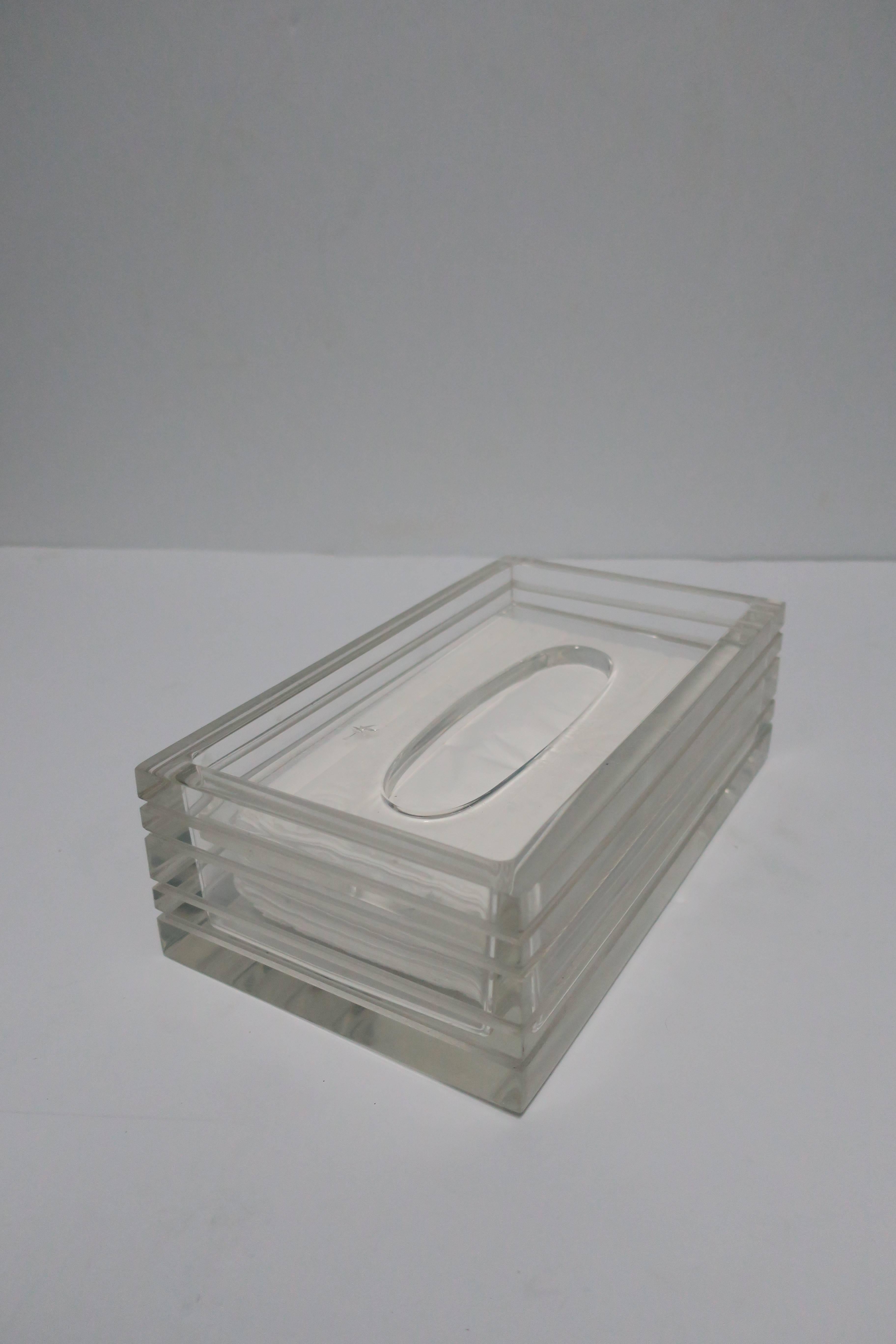American Modern Lucite Tissue Box in the Style of Charles Hollis Jones, ca. 1970s