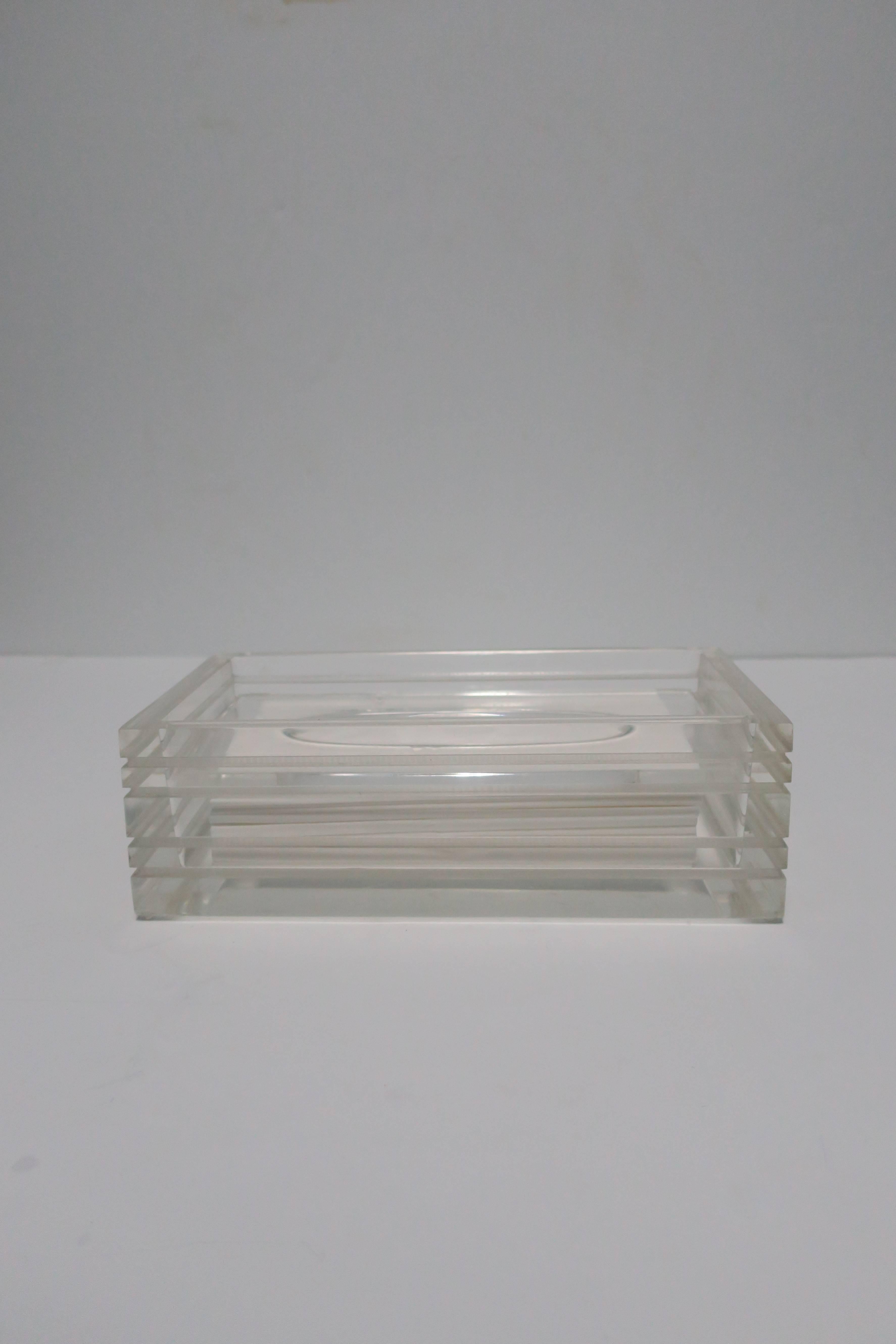 Modern Lucite Tissue Box in the Style of Charles Hollis Jones, ca. 1970s In Good Condition In New York, NY