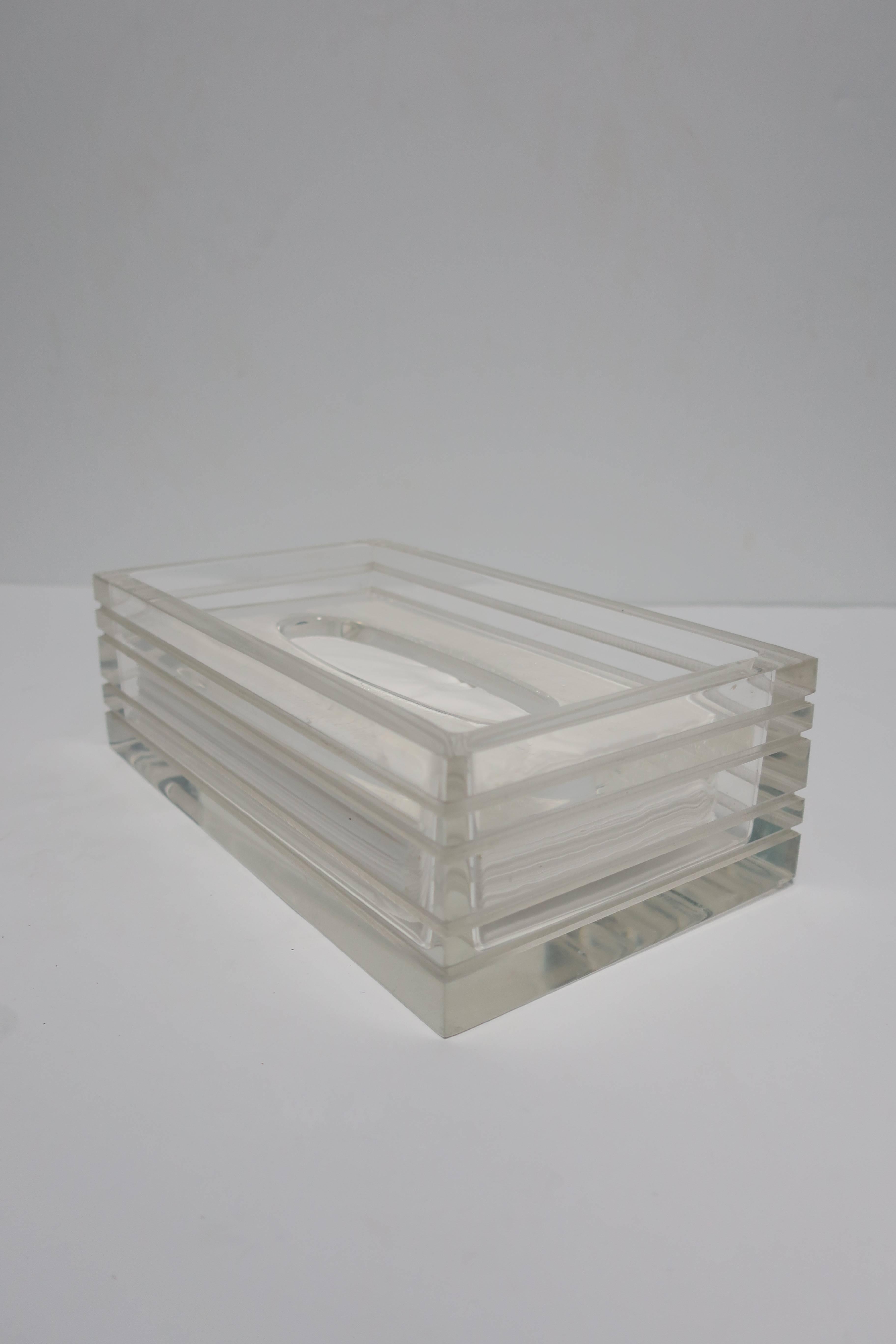 Modern Lucite Tissue Box in the Style of Charles Hollis Jones, ca. 1970s 1