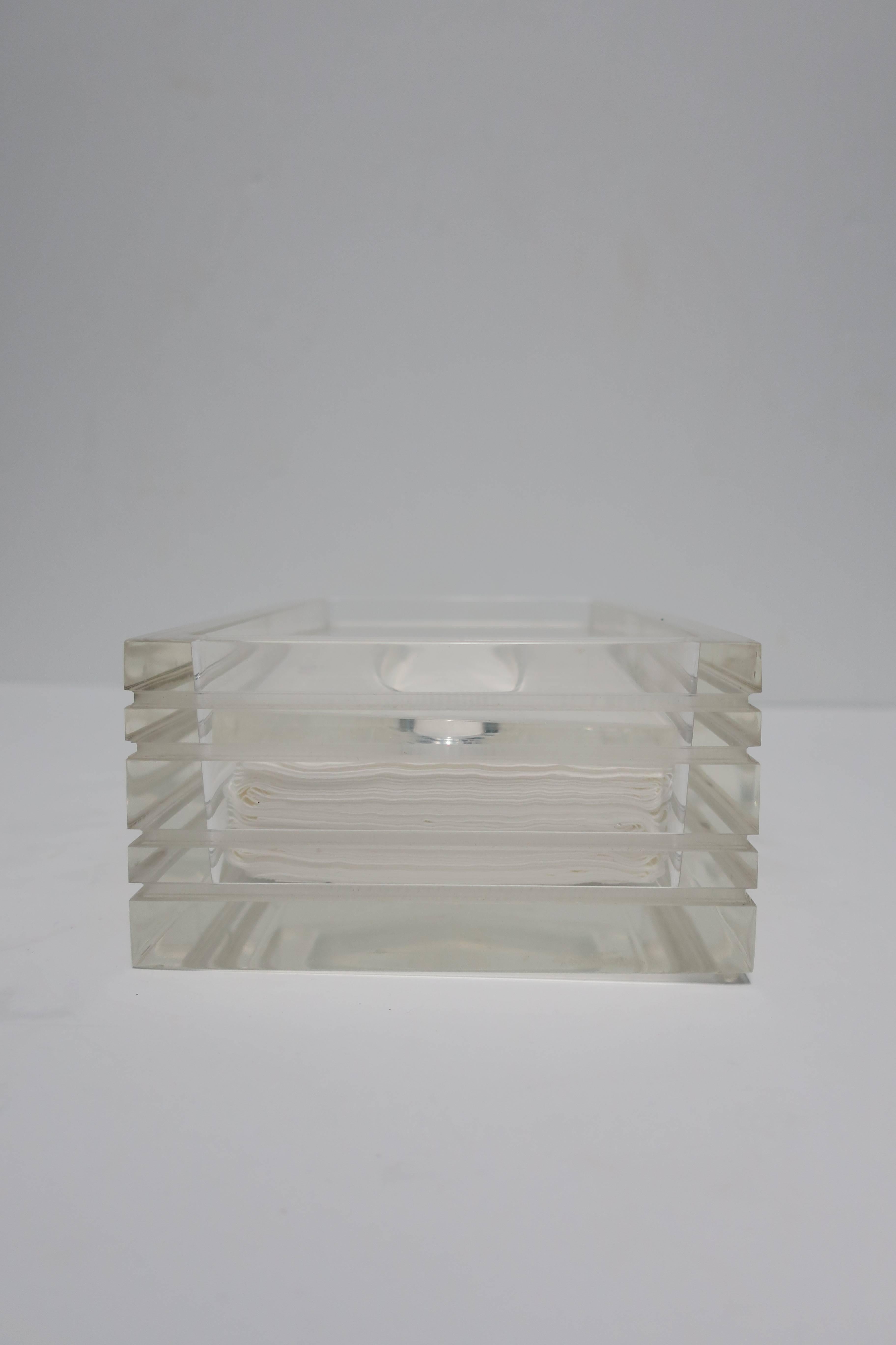 Late 20th Century Modern Lucite Tissue Box in the Style of Charles Hollis Jones, ca. 1970s