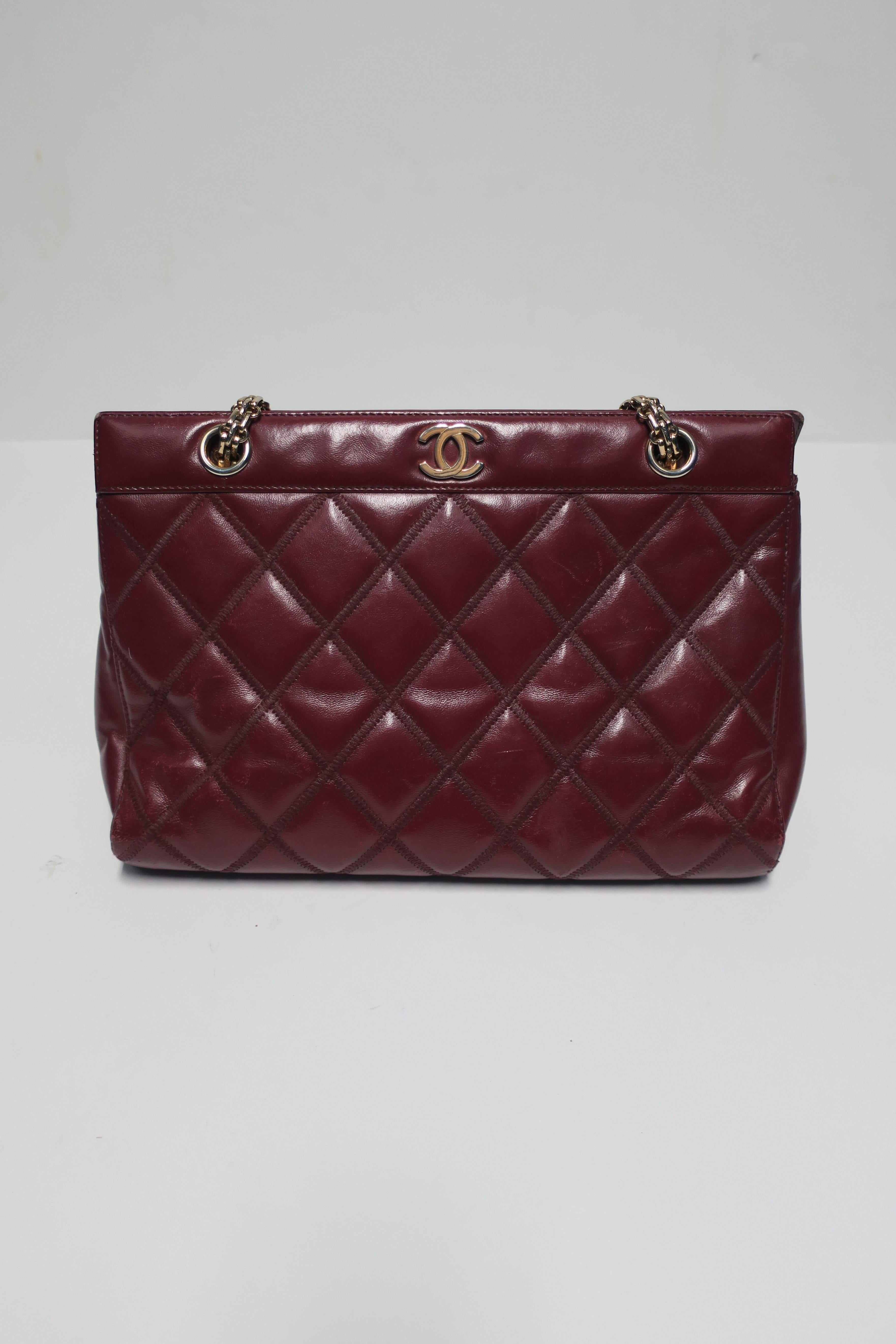 Post-Modern Chanel Burgundy Red Leather Bag